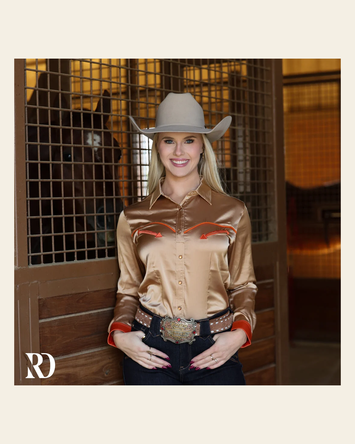 Winston Satin Performance Rodeo Shirt on a warm cream background