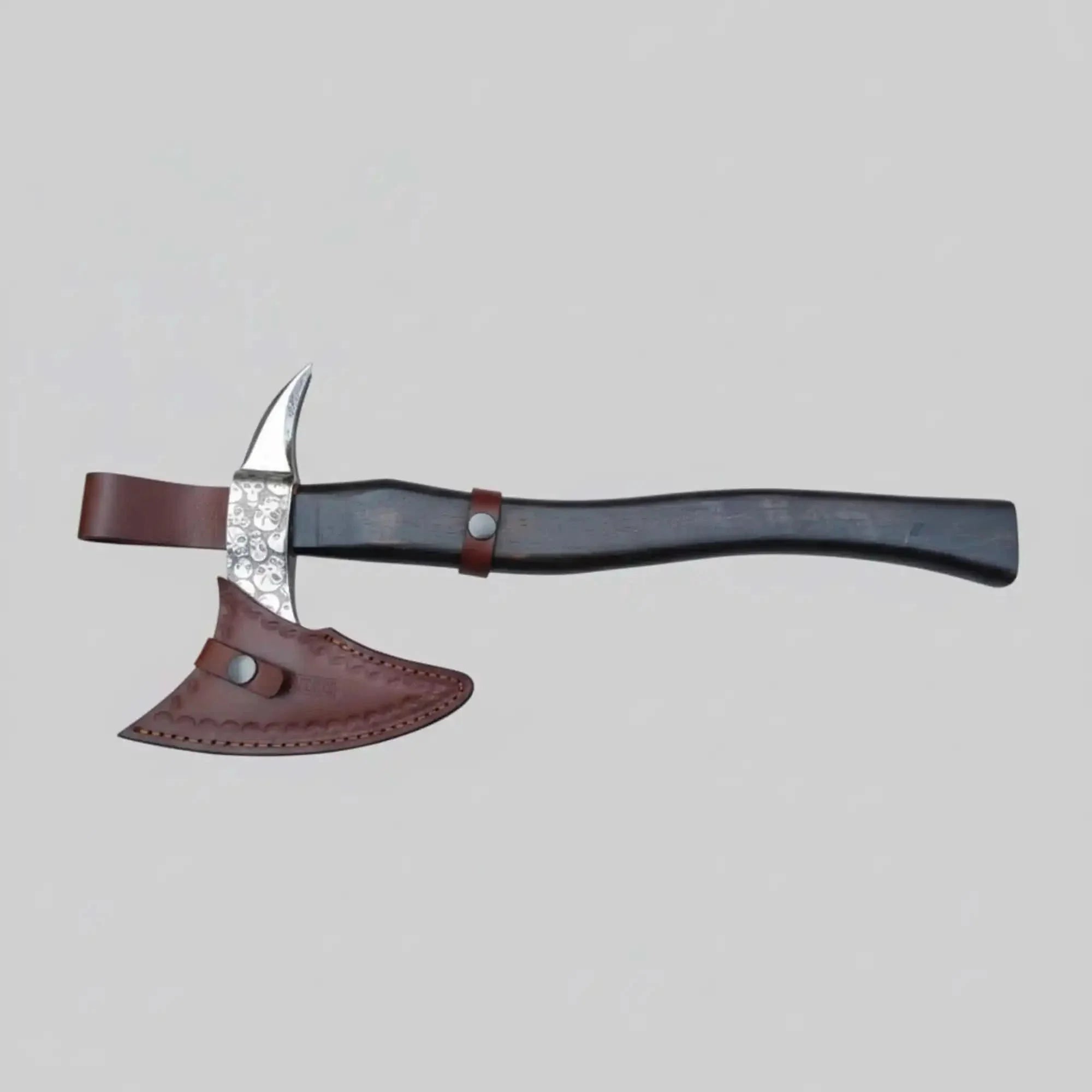 Hand-finished Bearded Axe – Detailed Etched Steel Head with Minimalist Black Handle