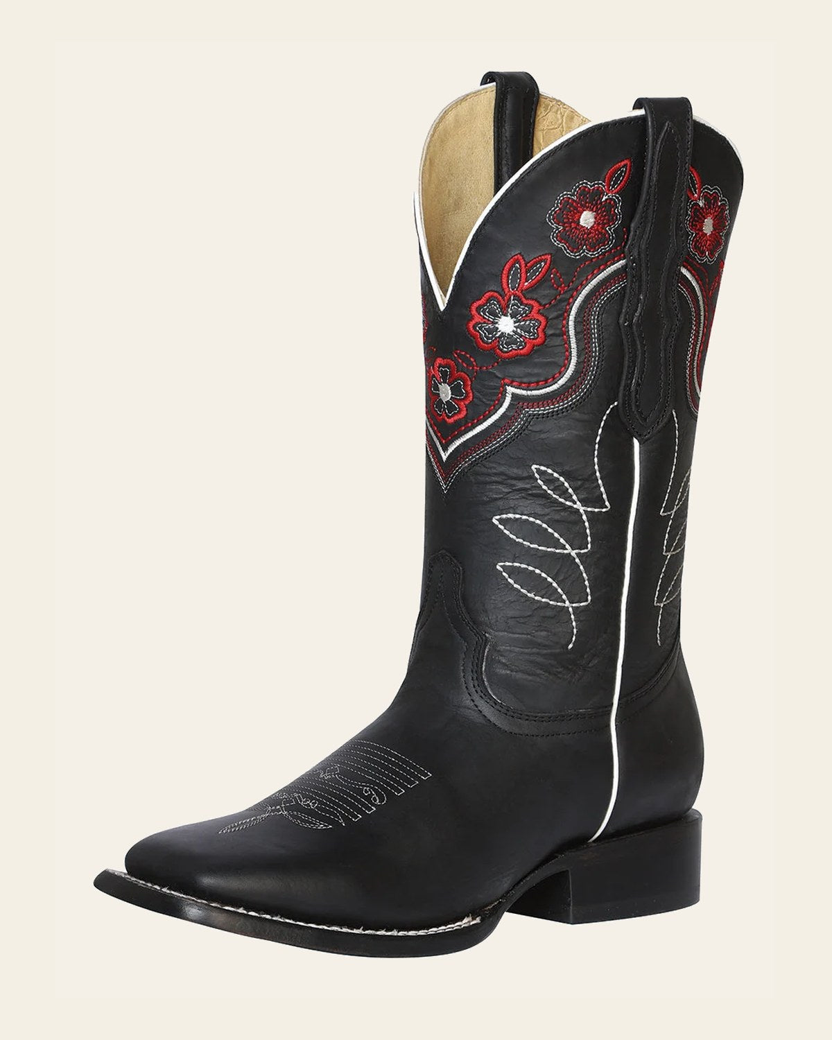 Woman Cowboy boot El General - Leatrher Crazy Black 42977 on a warm cream background