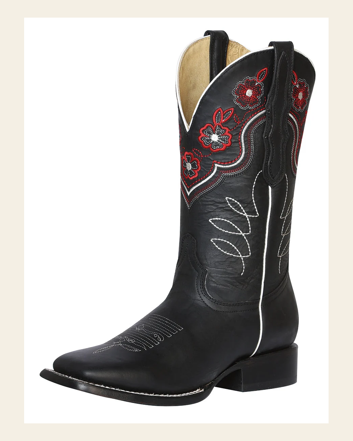 Woman Cowboy boot El General - Leatrher Crazy Black 42977 on a warm cream background