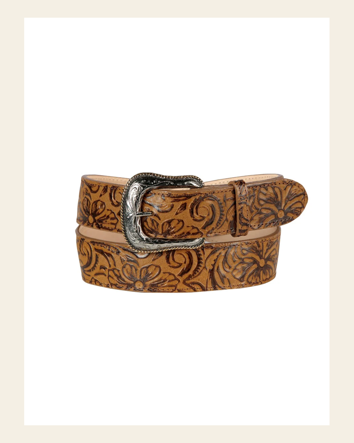 Women Denim Belt - El General - Chiseled - Orix 44638 on a warm cream background
