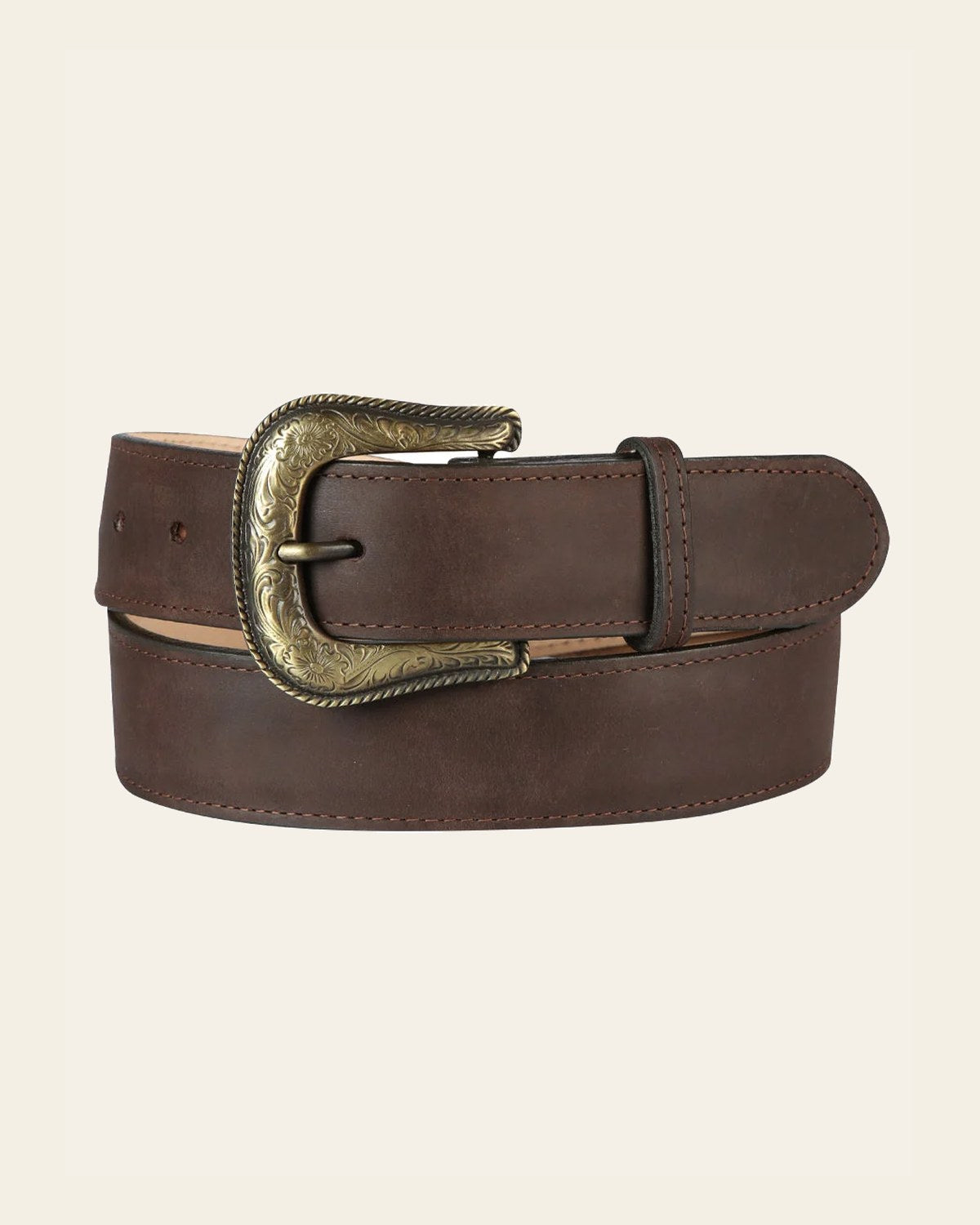 Women Denim Belt - El General - Crazy Brown 44639 on a warm cream background