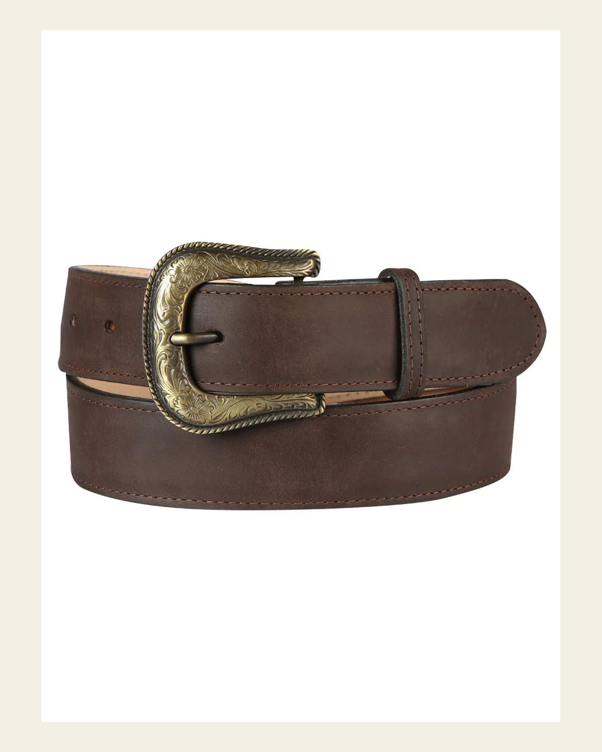 Women Denim Belt - El General - Crazy Brown 44639 on a warm cream background