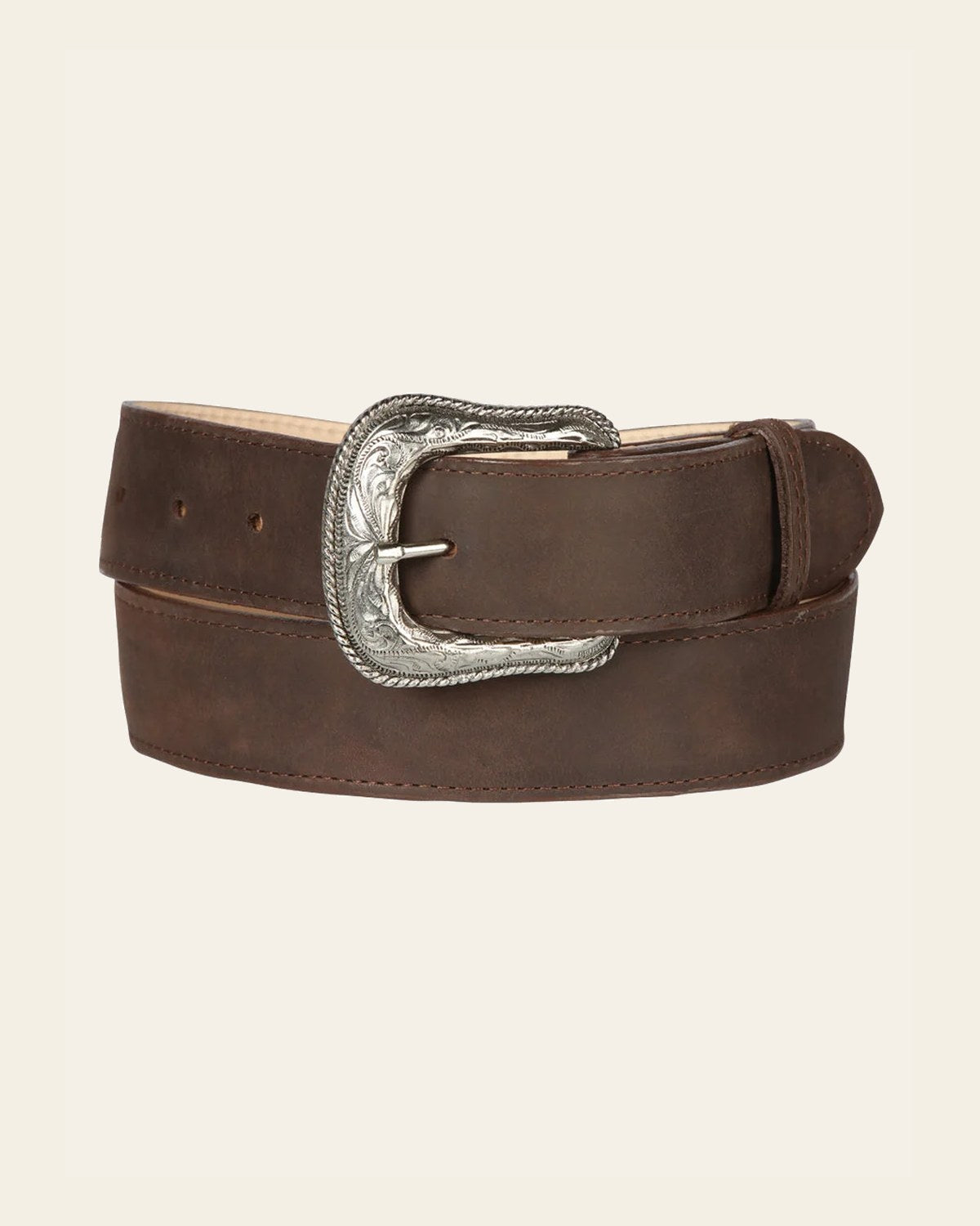 Women Denim Belt - El General - Crazy Brown 44645 on a warm cream background