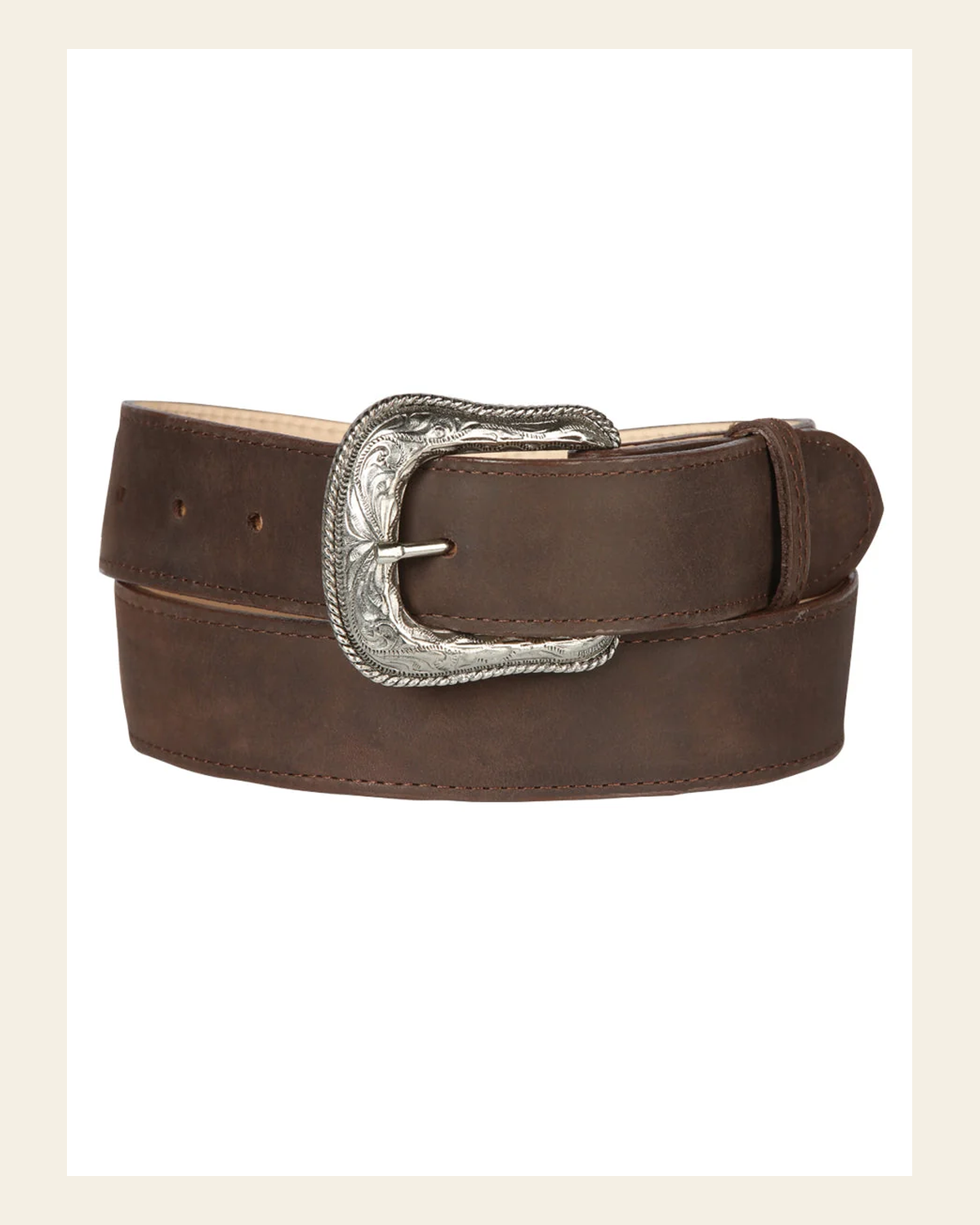 Women Denim Belt - El General - Crazy Brown 44645 on a warm cream background