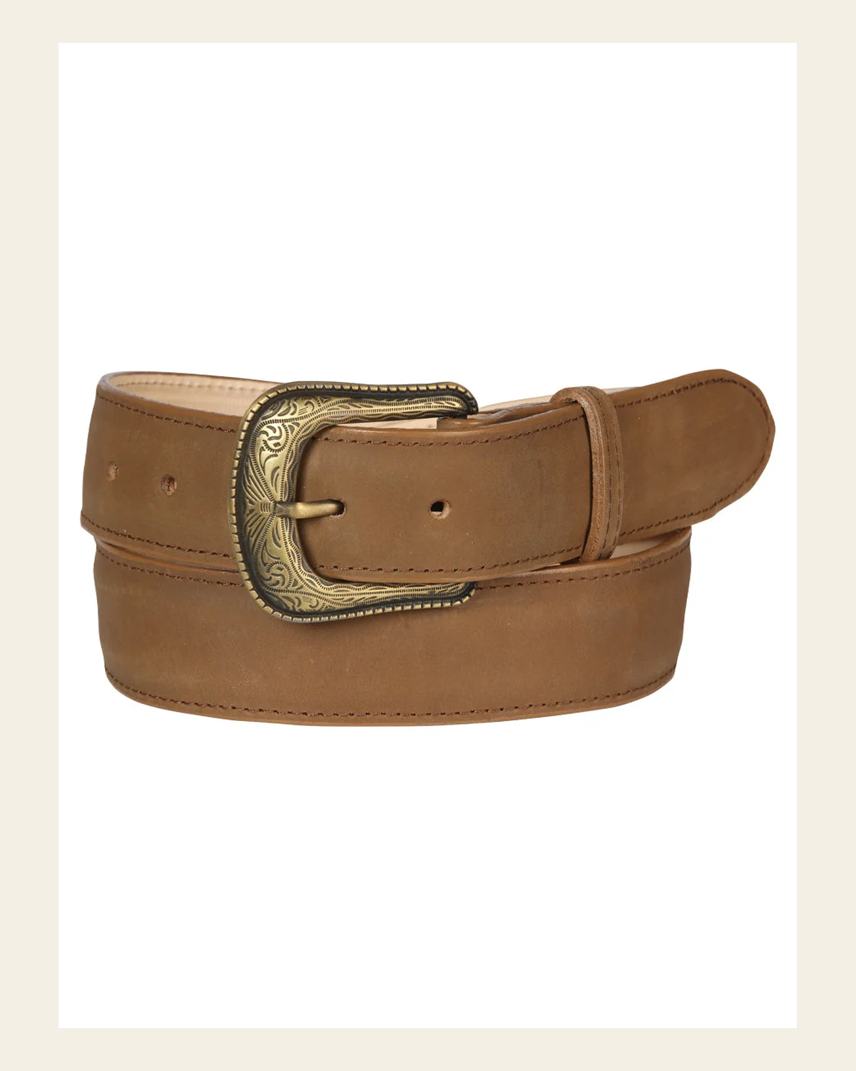 Women Denim Belt - El General - Crazy Tabacco 44647 on a warm cream background