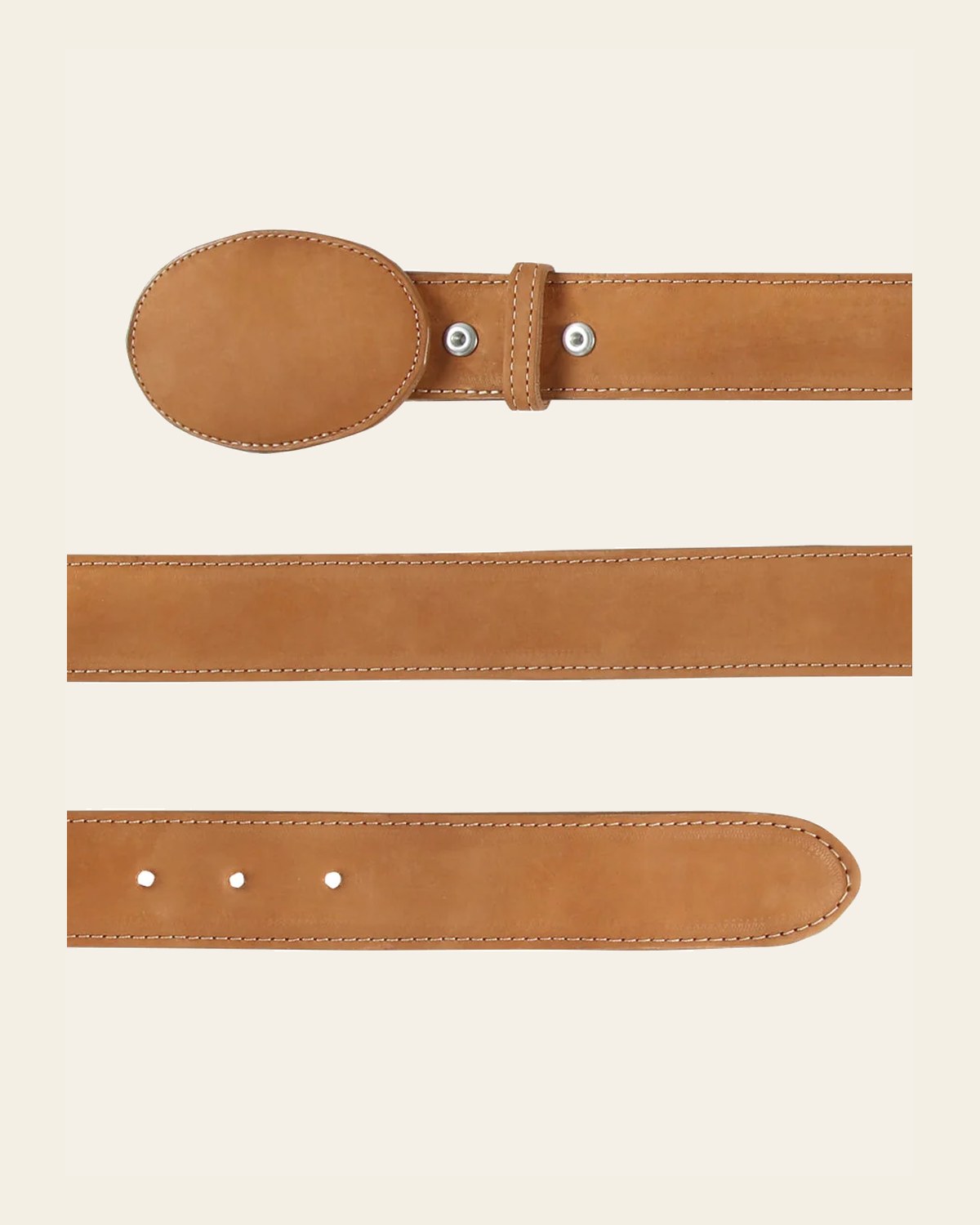 Women Denim Belt - El General - Nobuck Peach 44648 on a warm cream background