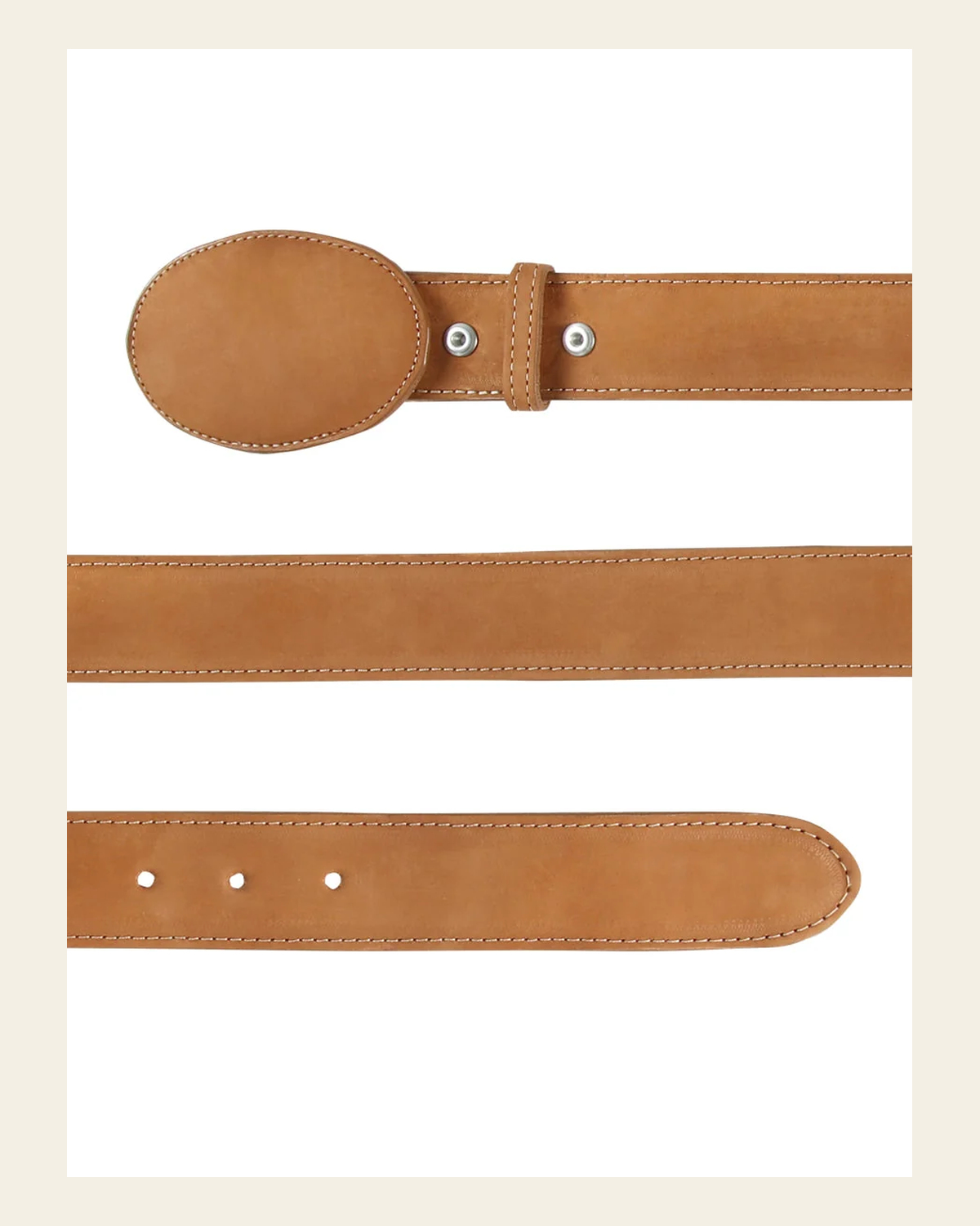 Women Denim Belt - El General - Nobuck Peach 44648 on a warm cream background