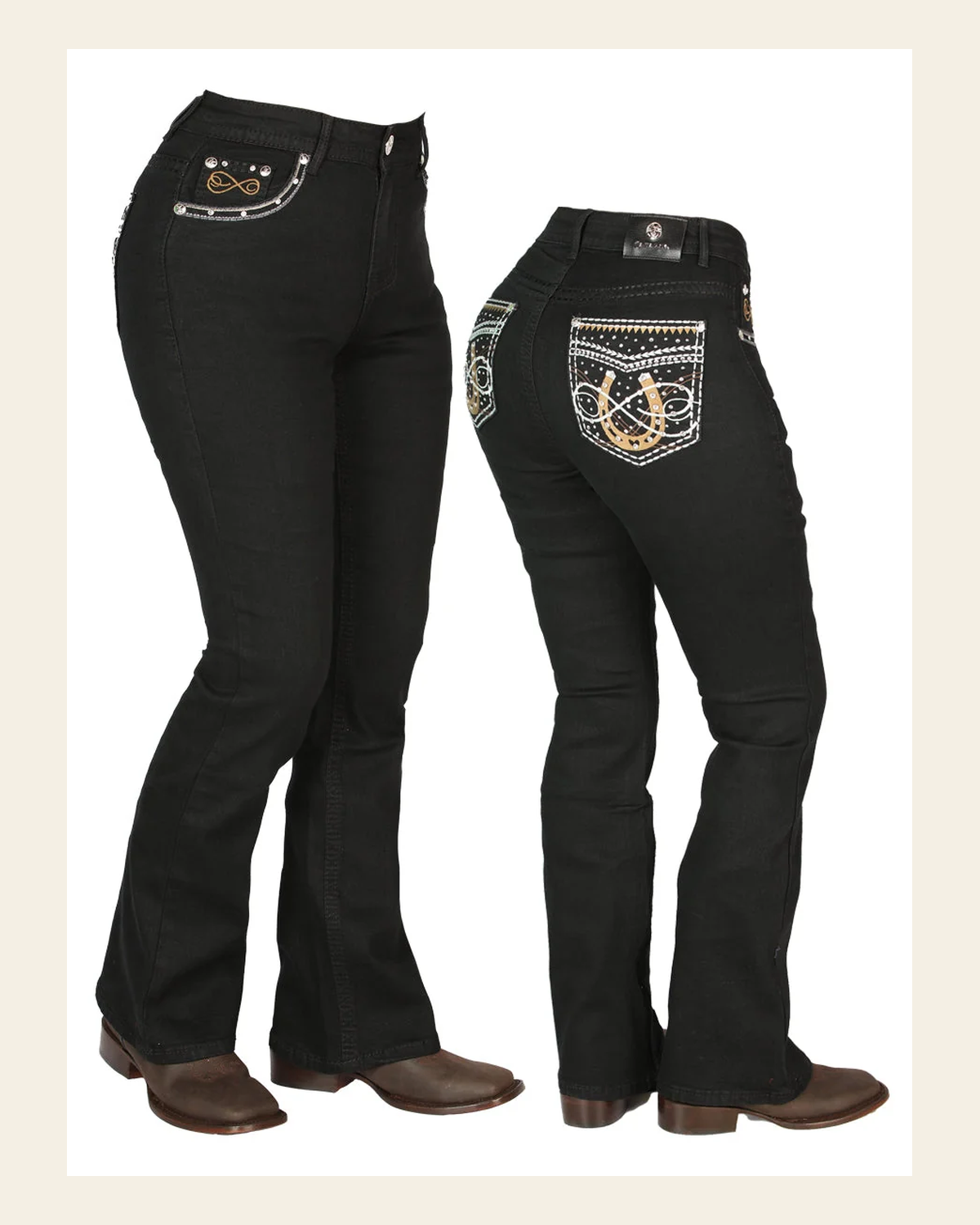 Womens Black Centenario Jeans 44960 on a warm cream background
