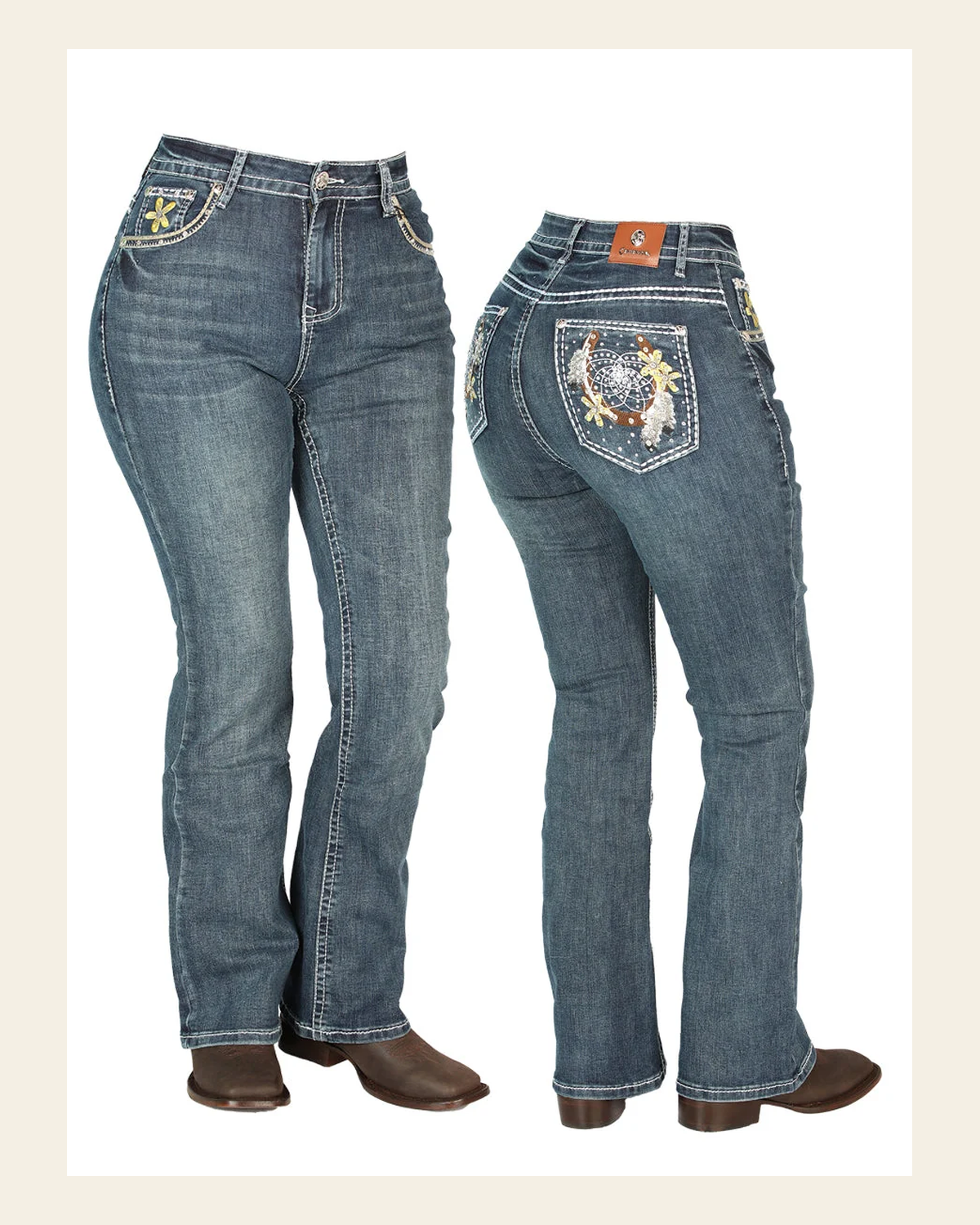 Womens Dark-Blue Centenario Jeans 44959 on a warm cream background