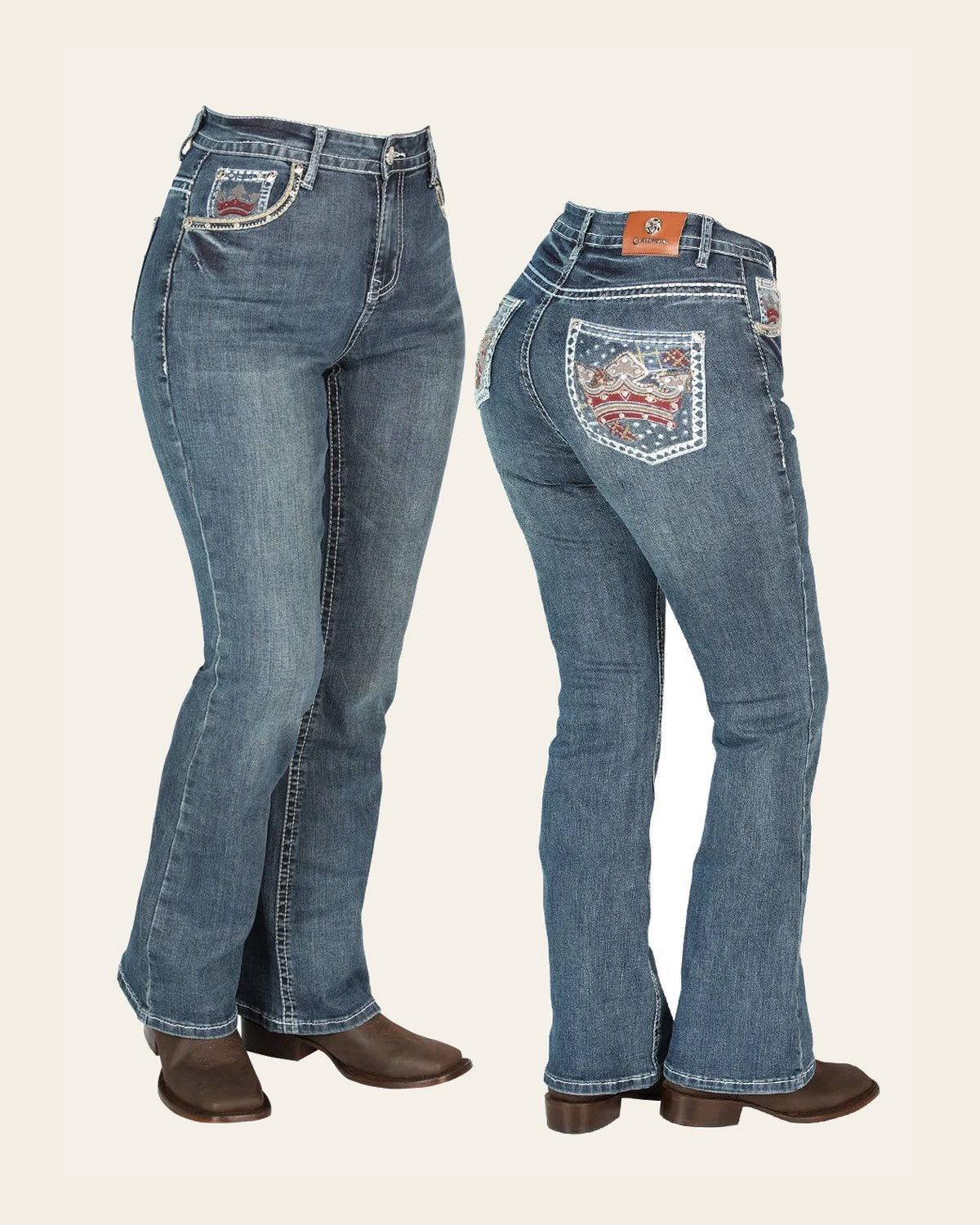 Womens Dark-Blue Centenario Jeans 44962 on a warm cream background
