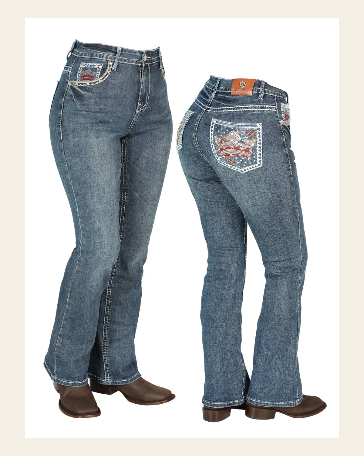 Womens Dark-Blue Centenario Jeans 44962 on a warm cream background