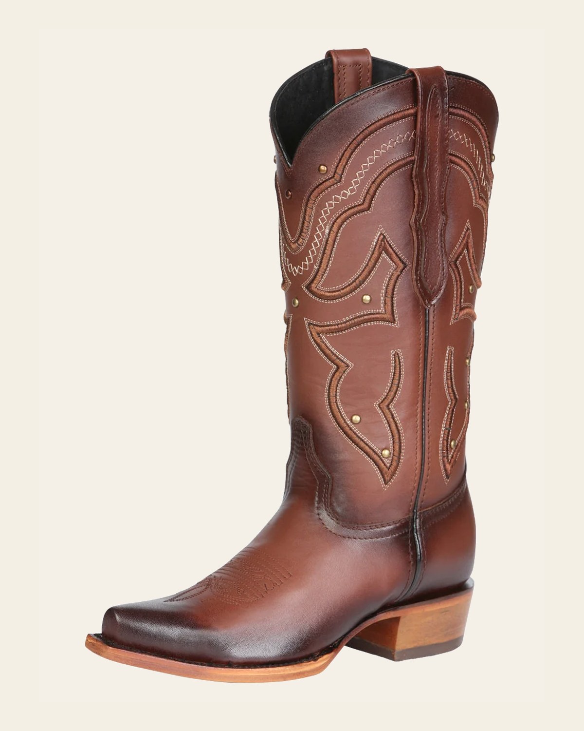 El General Women's Western Cowboy Boot - Made in Mexico - Shedron Brown 45777 on a warm cream background