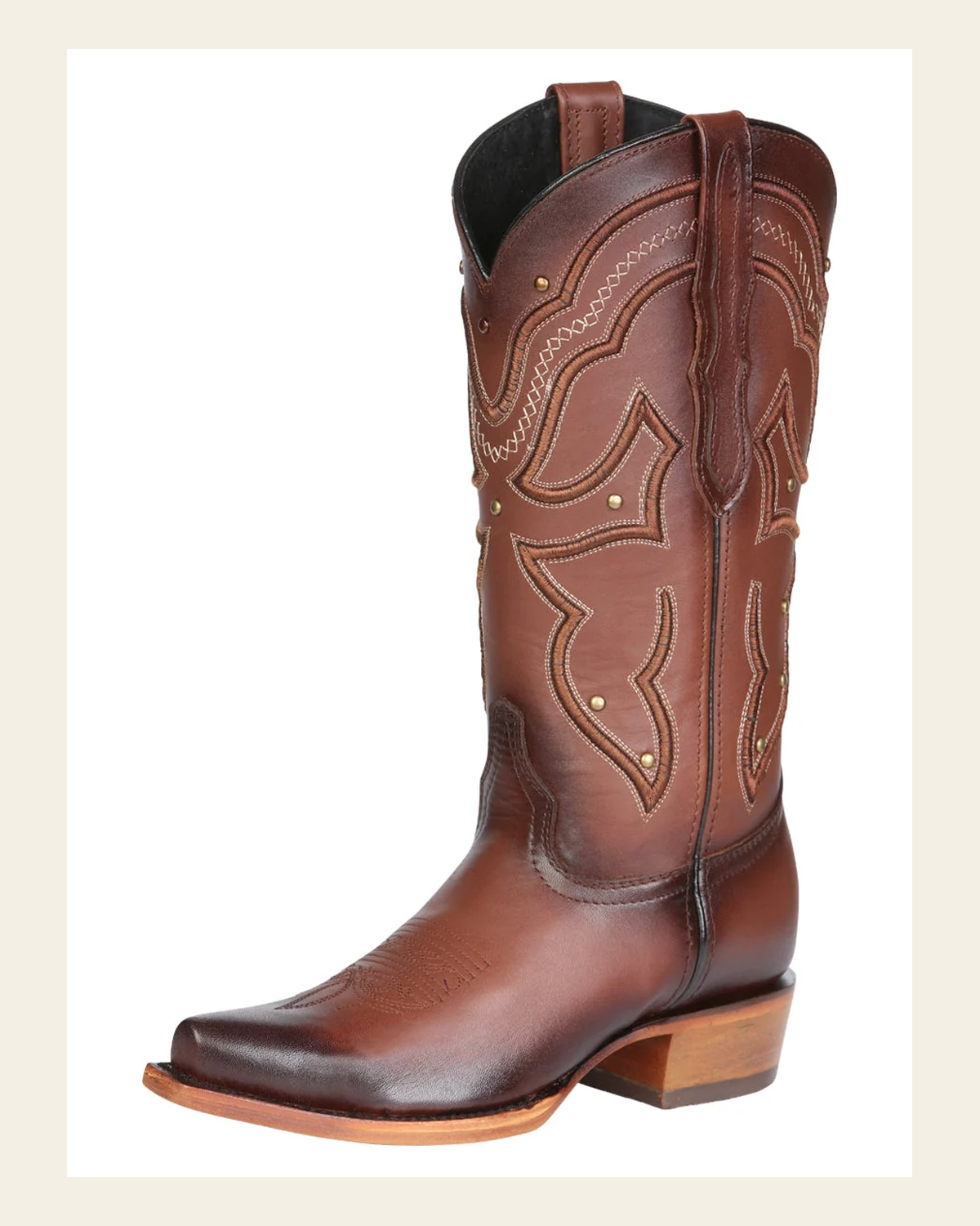 El General Women's Western Cowboy Boot - Made in Mexico - Shedron Brown 45777 on a warm cream background