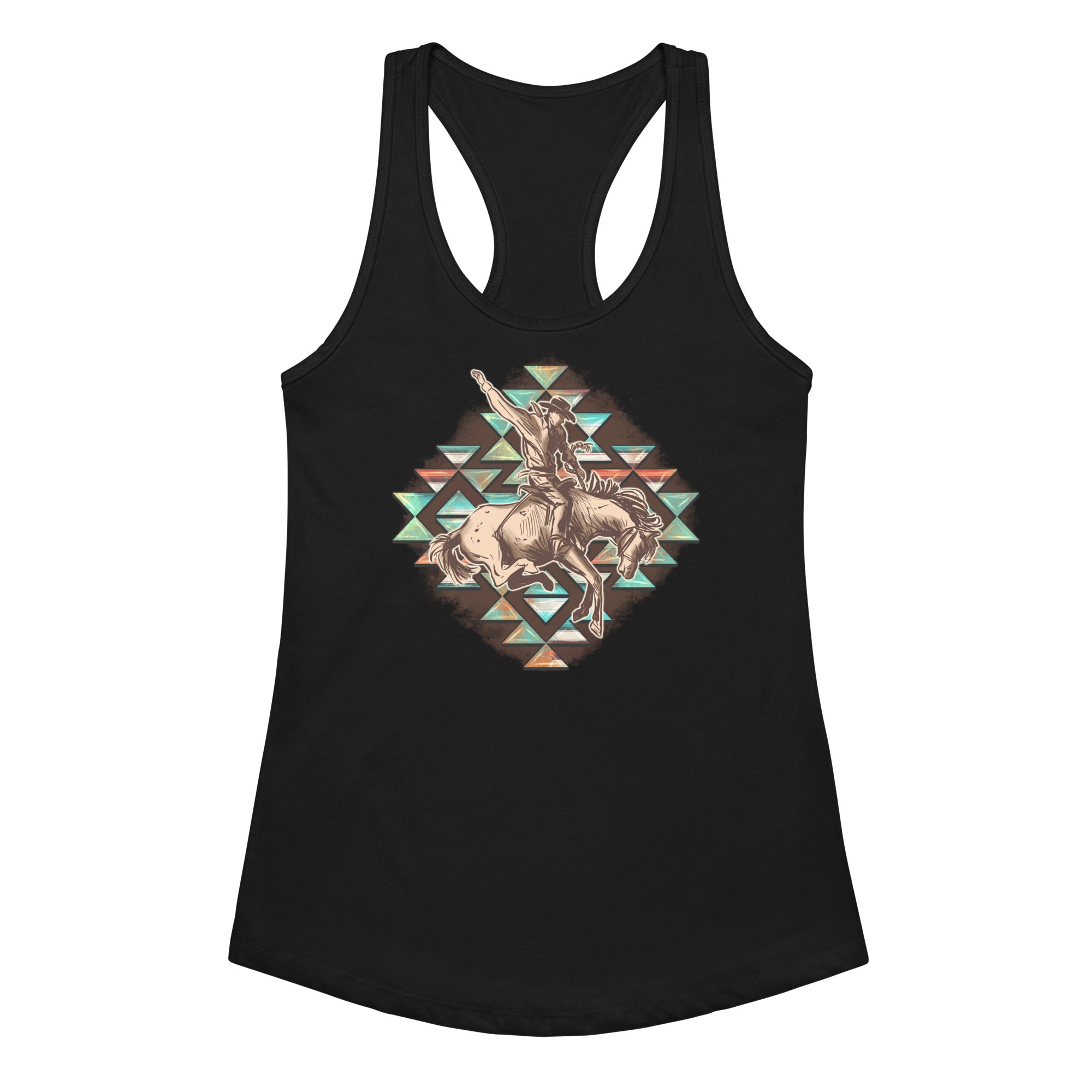Aztec Cowboy Women’s Fitted Racerback Tank Top by Baha Ranch Western Wear