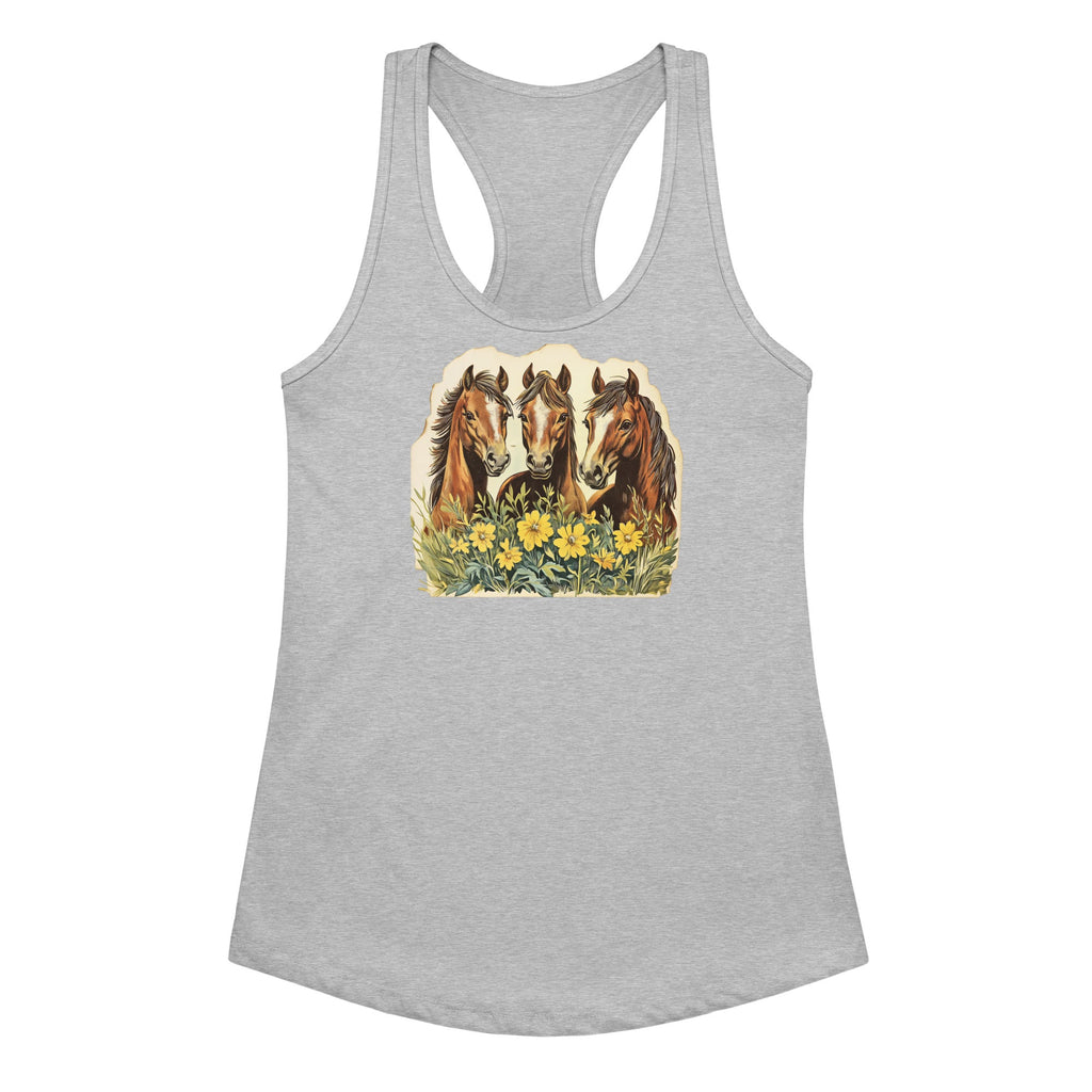Horse Trio Women’s Fitted Racerback Tank Top by Baha Ranch Western Wear