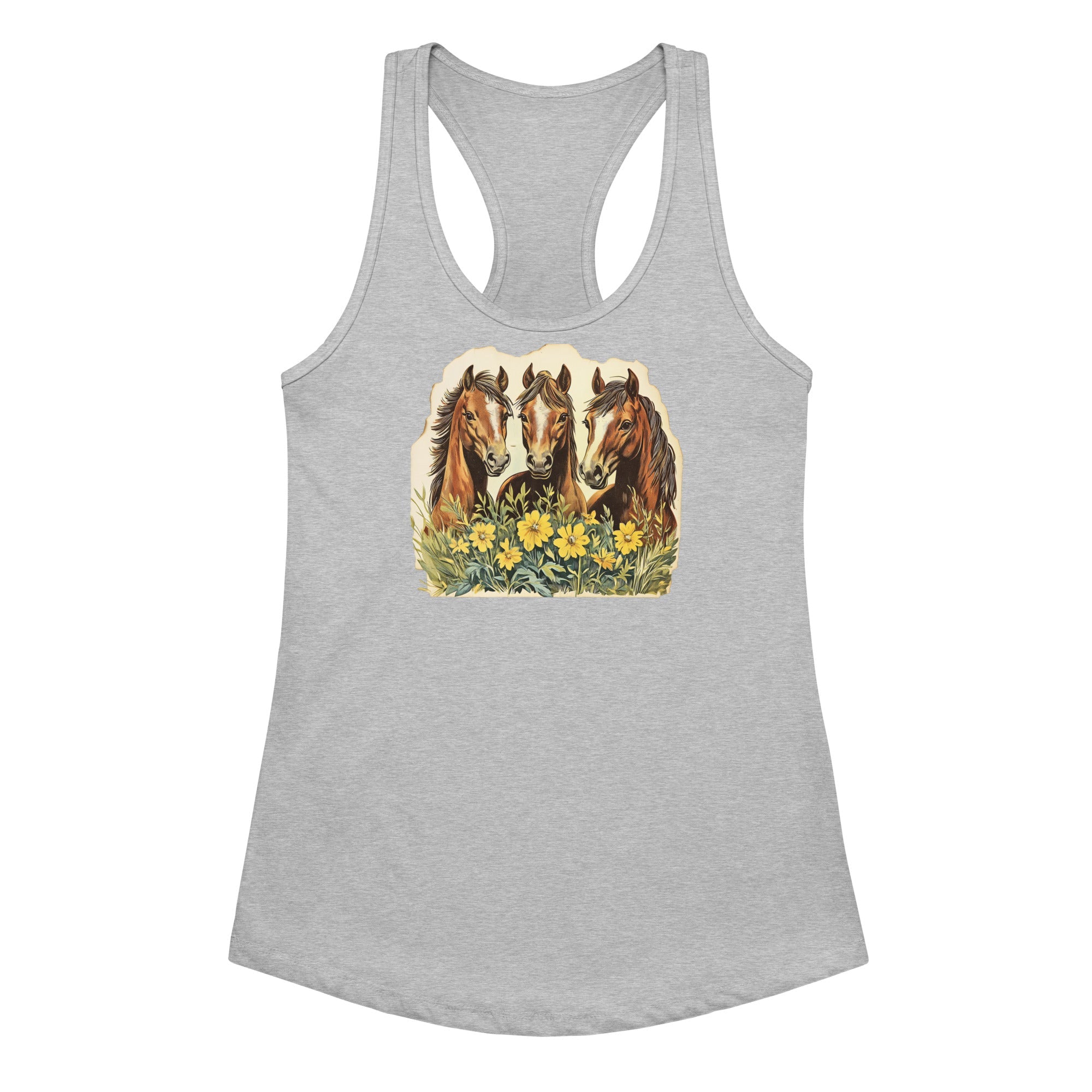 Horse Trio Women’s Fitted Racerback Tank Top by Baha Ranch Western Wear