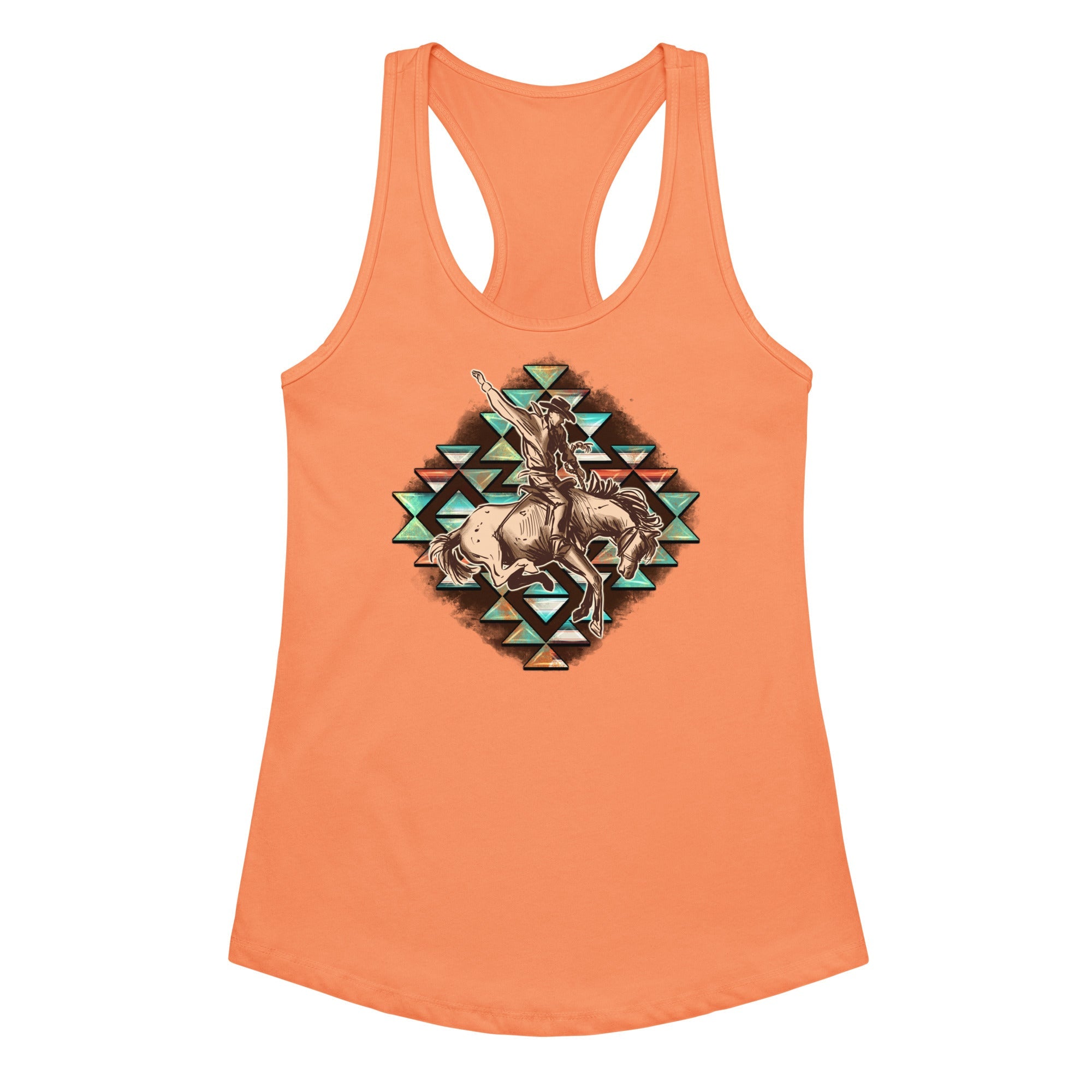 Aztec Cowboy Women’s Fitted Racerback Tank Top by Baha Ranch Western Wear - product image 3
