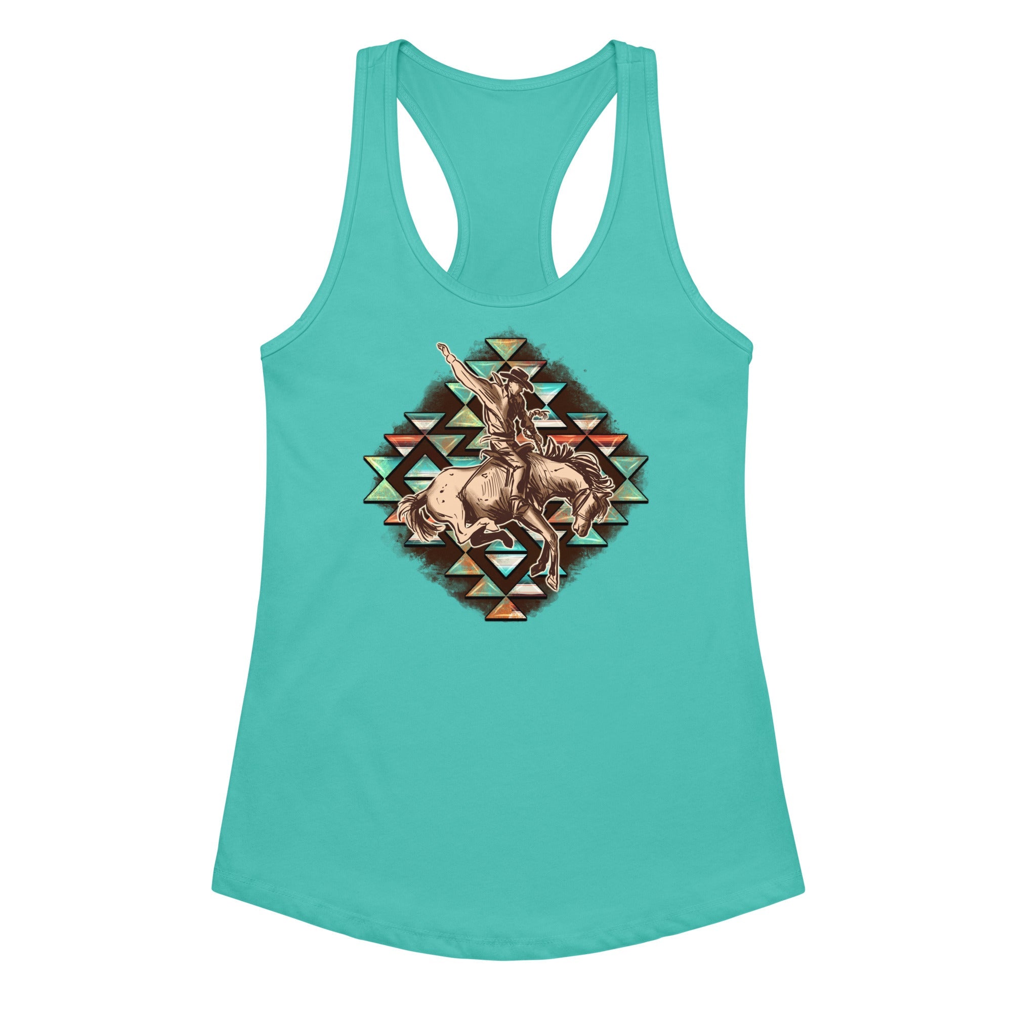Aztec Cowboy Women’s Fitted Racerback Tank Top by Baha Ranch Western Wear - product image 6