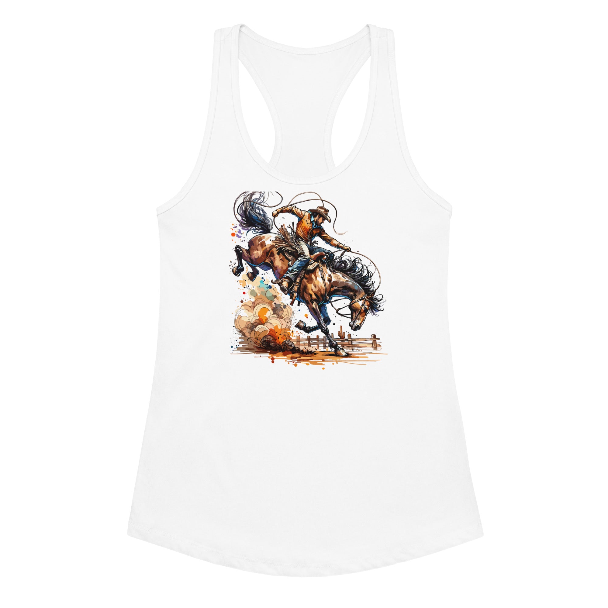 Rodeo Cowboy Women’s Fitted Racerback Tank Top by Baha Ranch Western Wear