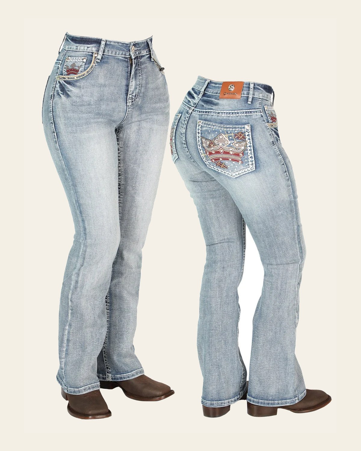 Womens Light-Blue Centenario Jeans 44963 on a warm cream background