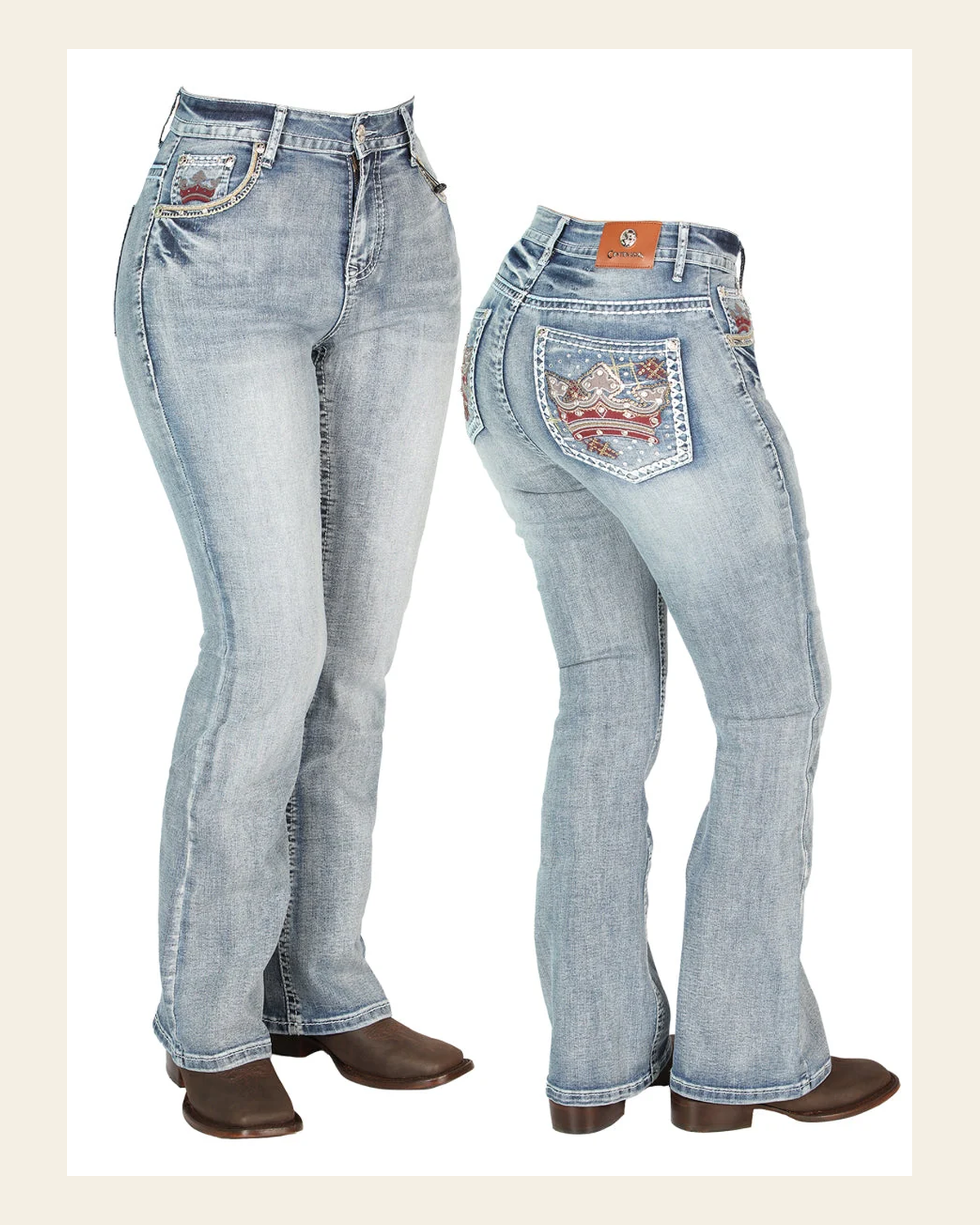 Womens Light-Blue Centenario Jeans 44963 on a warm cream background