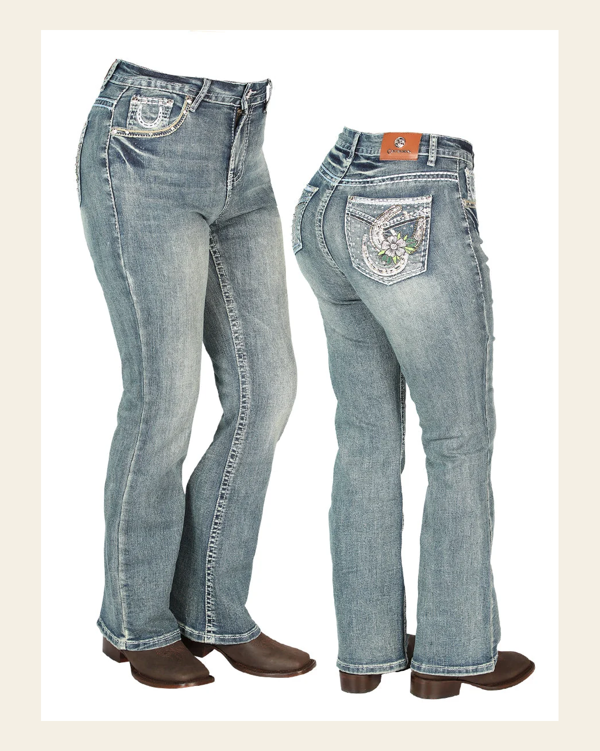 Womens Medium-Blue Centenario Jeans 44957 on a warm cream background