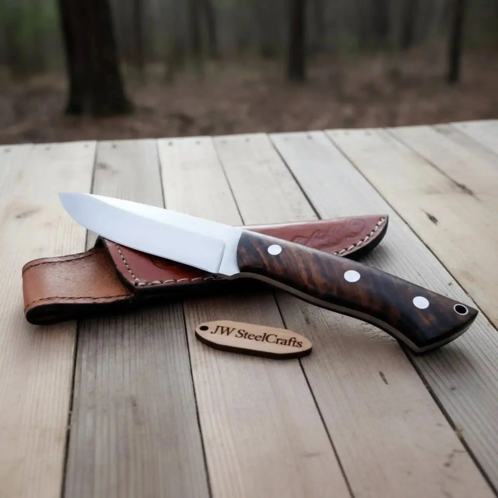 Drop Point Hunting Knife Stainless Steel Blade Rosewood Handle