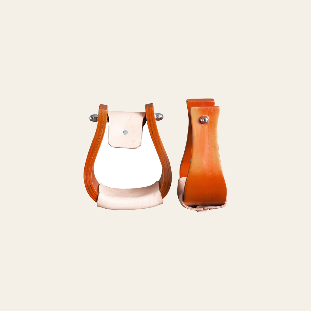 Hilason Western Wooden Offset Horse Saddle Stirrups Pair W/ 5 " Width Large
