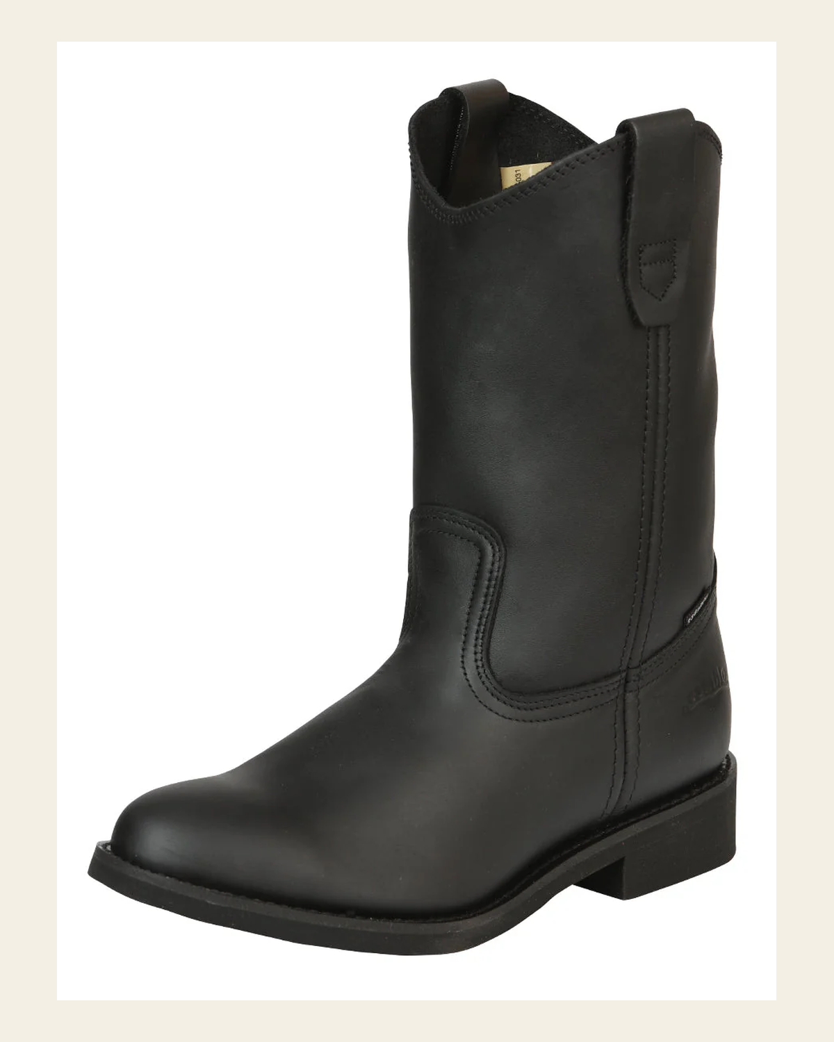 ESTABLO Men's Leather Work Boot - Made in Mexico - Grasso Black 311 on a warm cream background