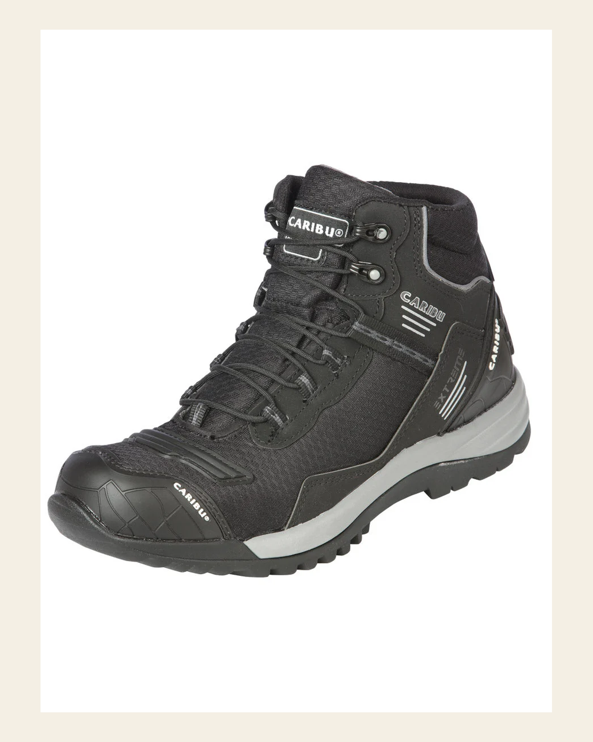Work Shoe Caribu - Synthetic finish - Black/Grey 44363 on a warm cream background