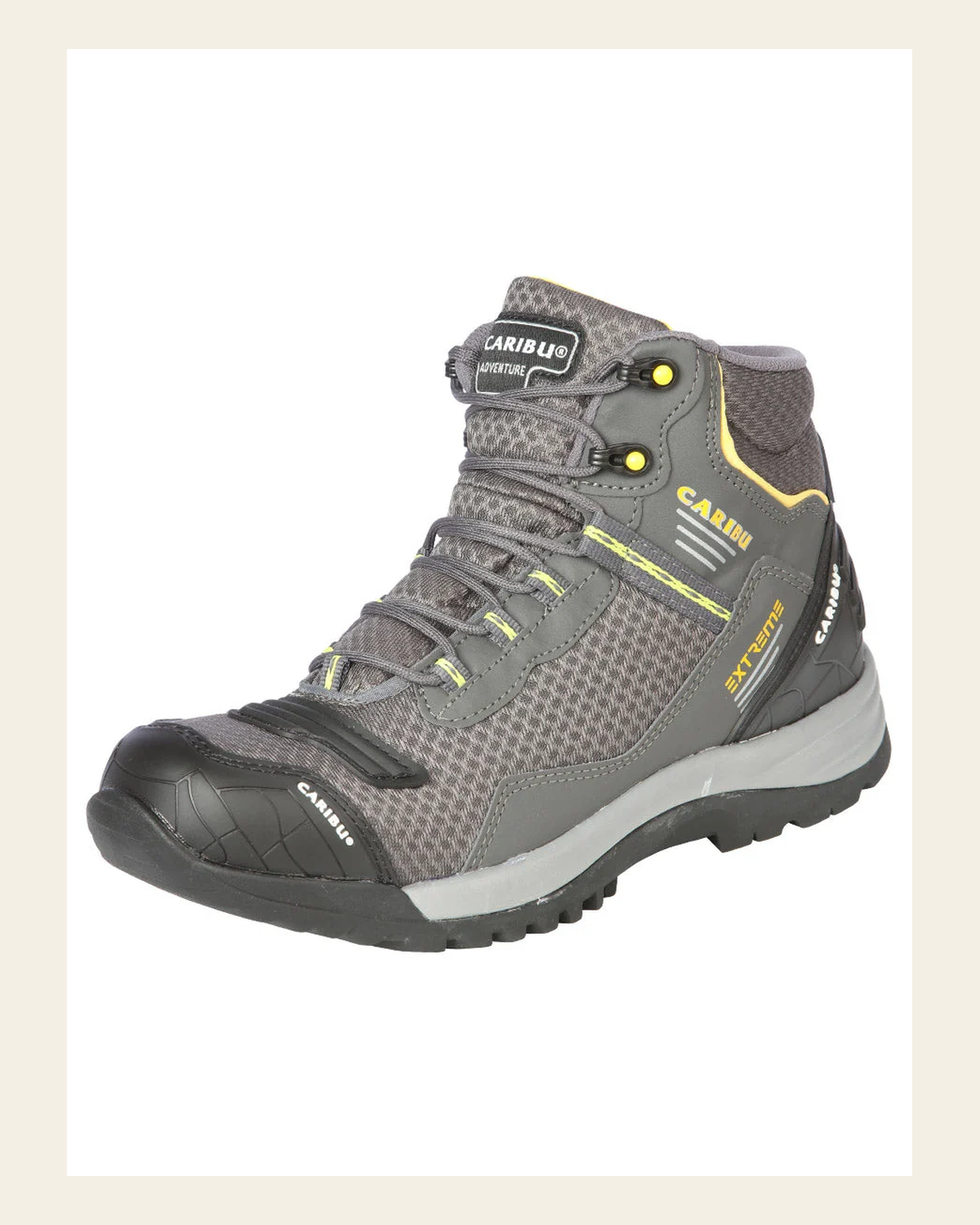 Work Shoe Caribu - Synthetic finish - Grey/Yellow 44367 on a warm cream background
