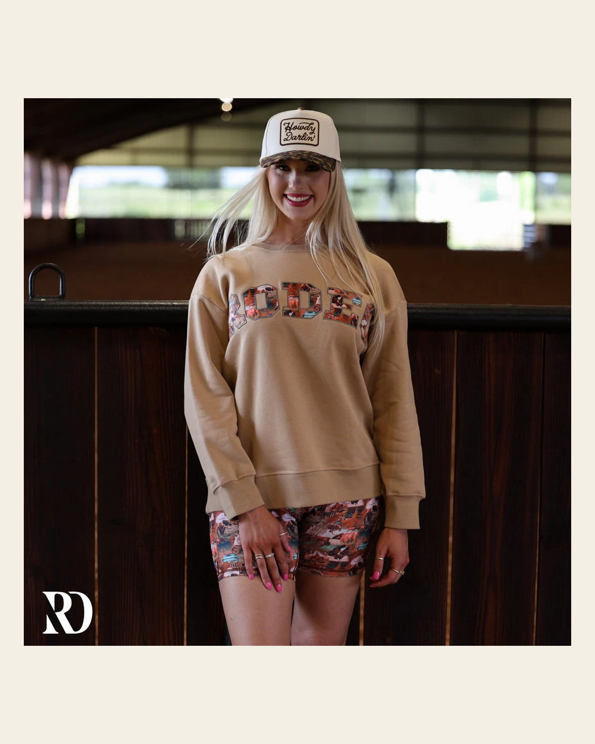 World Needs More Cowboys | Rodeo Crewneck on a warm cream background