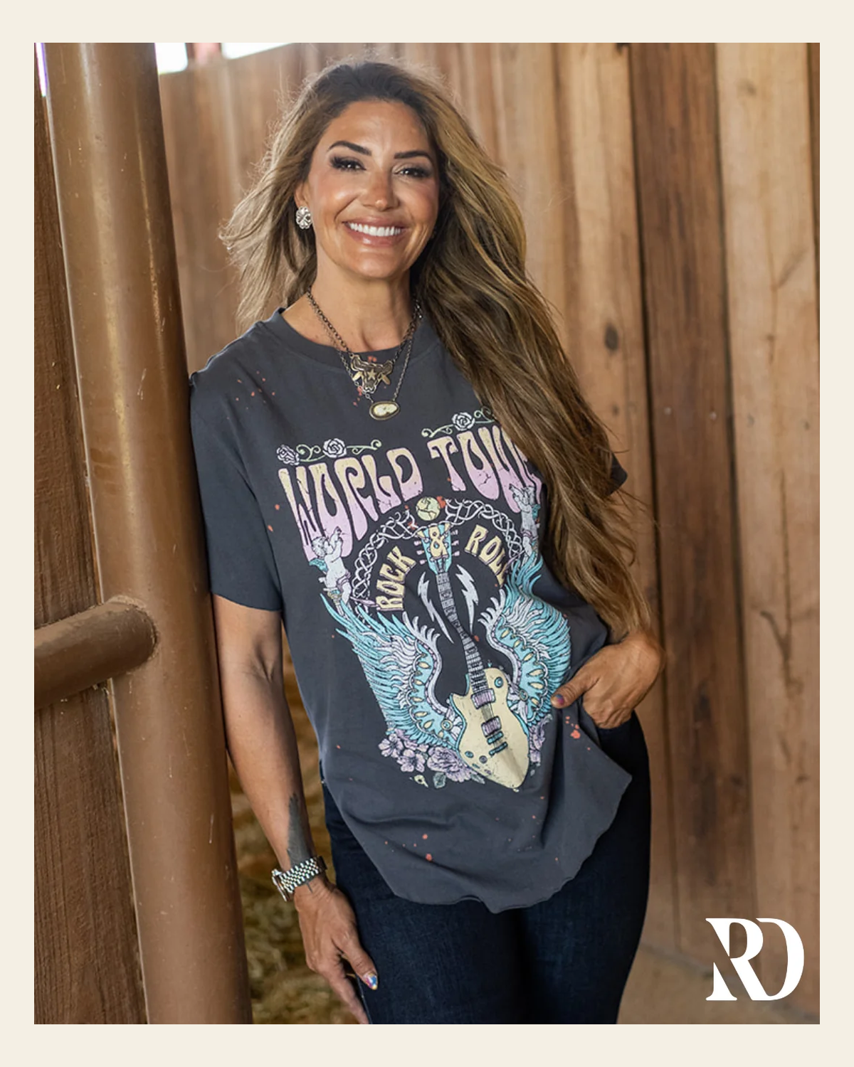 World Tour Rock & Roll Bleached Graphic | Tee on a warm cream background