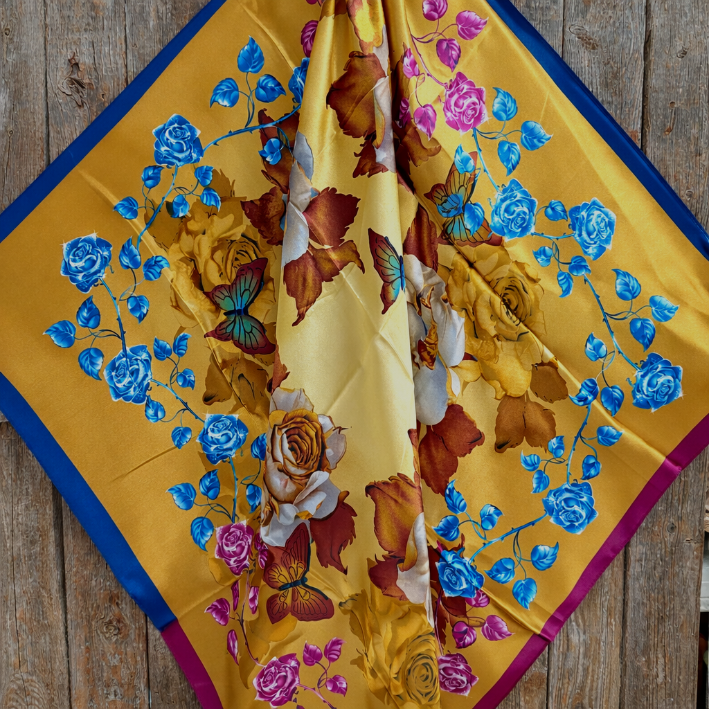 Purple and Blue Floral Wild Rag - Western Scarf