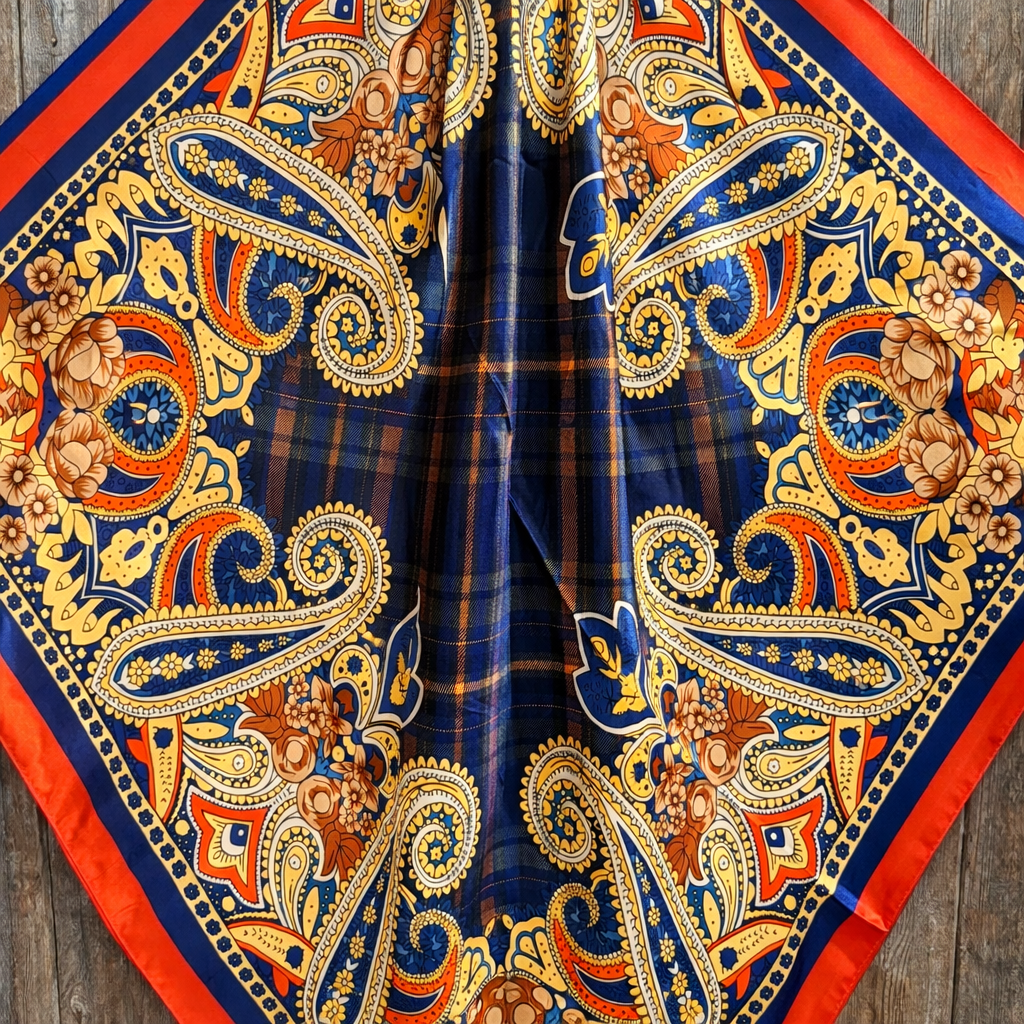 Orange & Blue Paisley Wild Rag - Western Scarf
