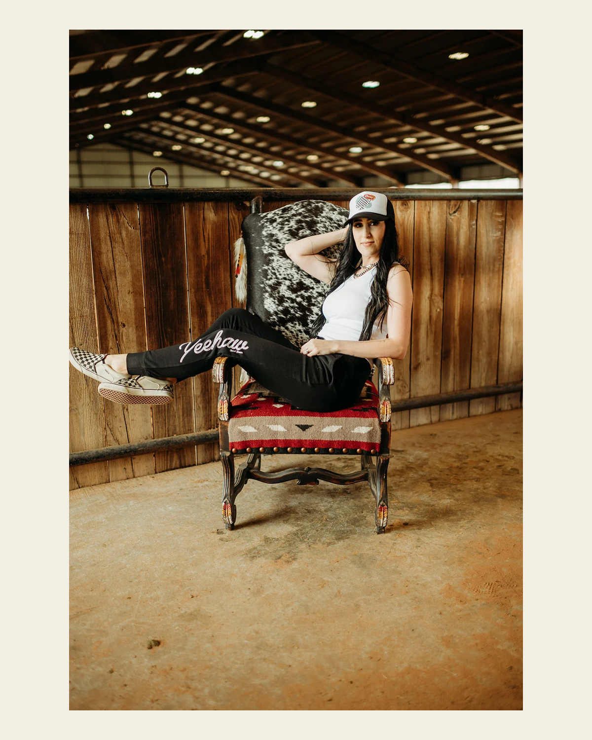 Black Rope Yeehaw Joggers on a warm cream background