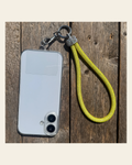 Yellow Rhinestone Cell Phone Wristlet #CPW102 on a warm cream background