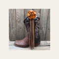 Boot Cuff Jewelry - Leather Yellow Rose - Fringe