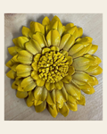 Yellow Sunflower Leather Flower on a warm cream background