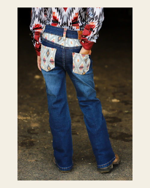 *youth* Ember Denim Boot Cut Jeans (numerical) on a warm cream background