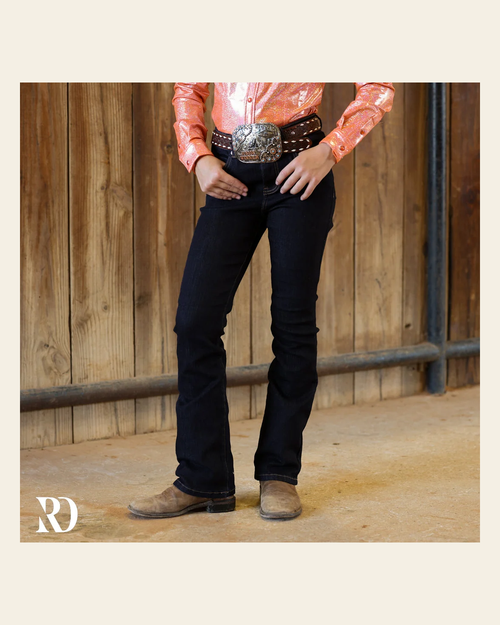 *youth* Howdy Bootcut - Dark Wash on a warm cream background
