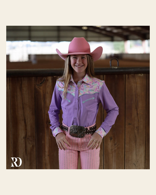 *youth* Howdy Peeps Rodeo Shirt on a warm cream background