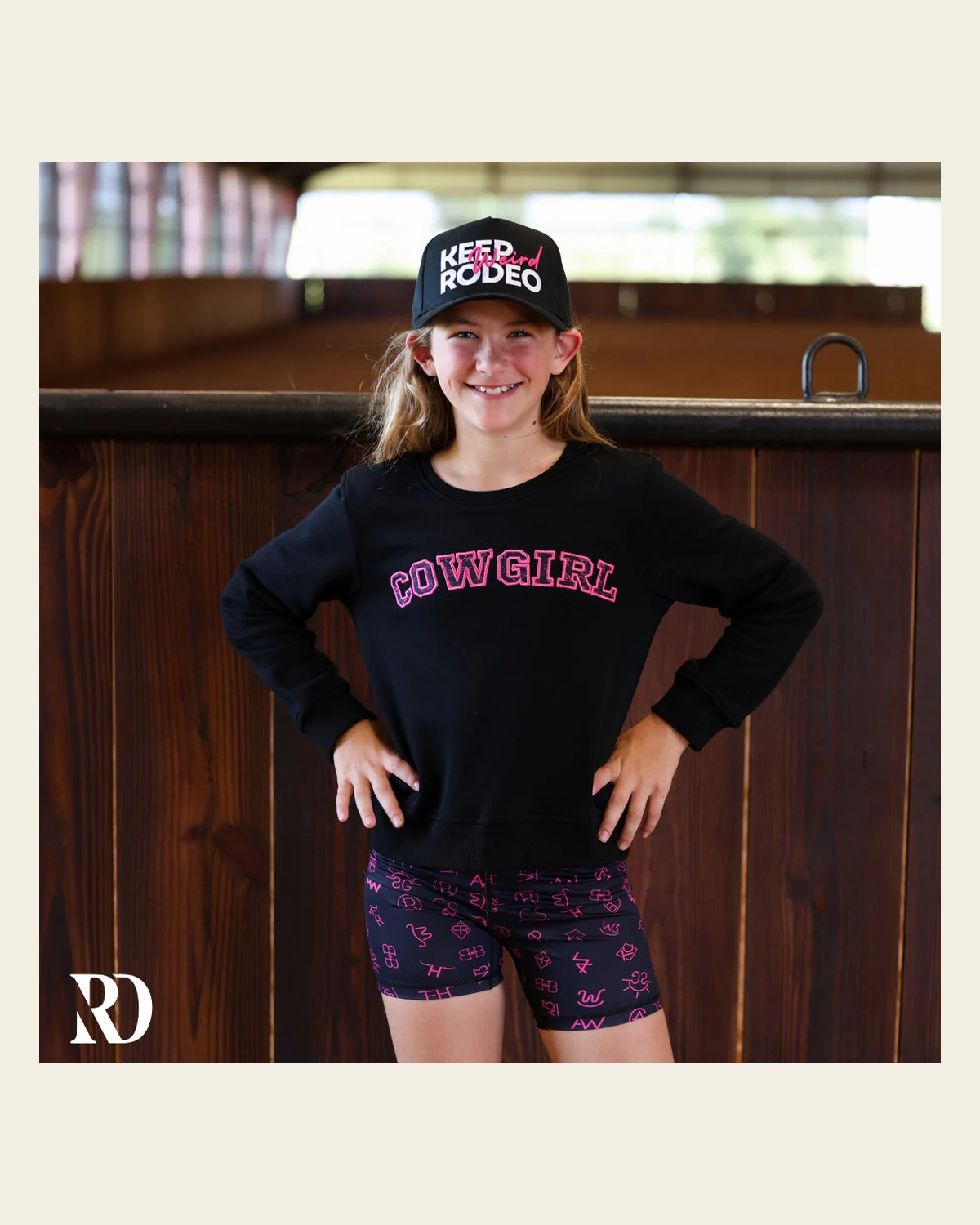 *youth* Vital Bike Shorts | Pink Cattle Brand on a warm cream background