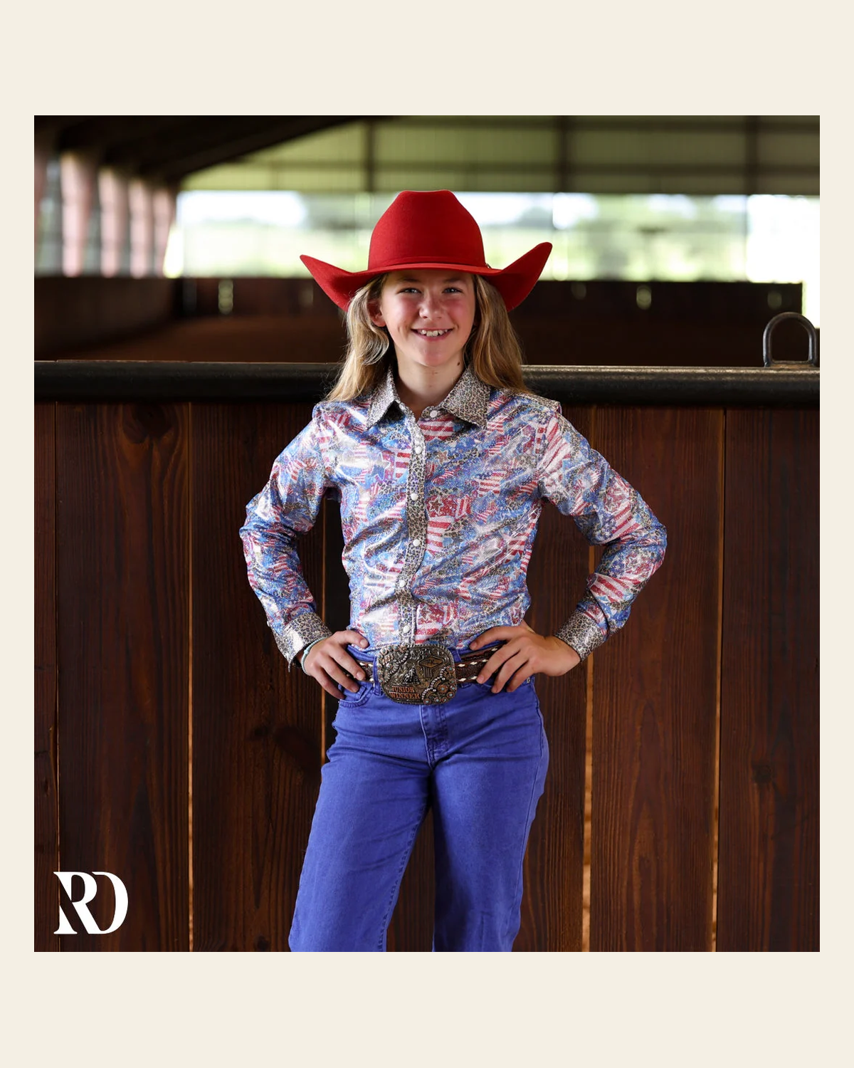 *youth* Wild & Free Sparkle Performance Shirt on a warm cream background