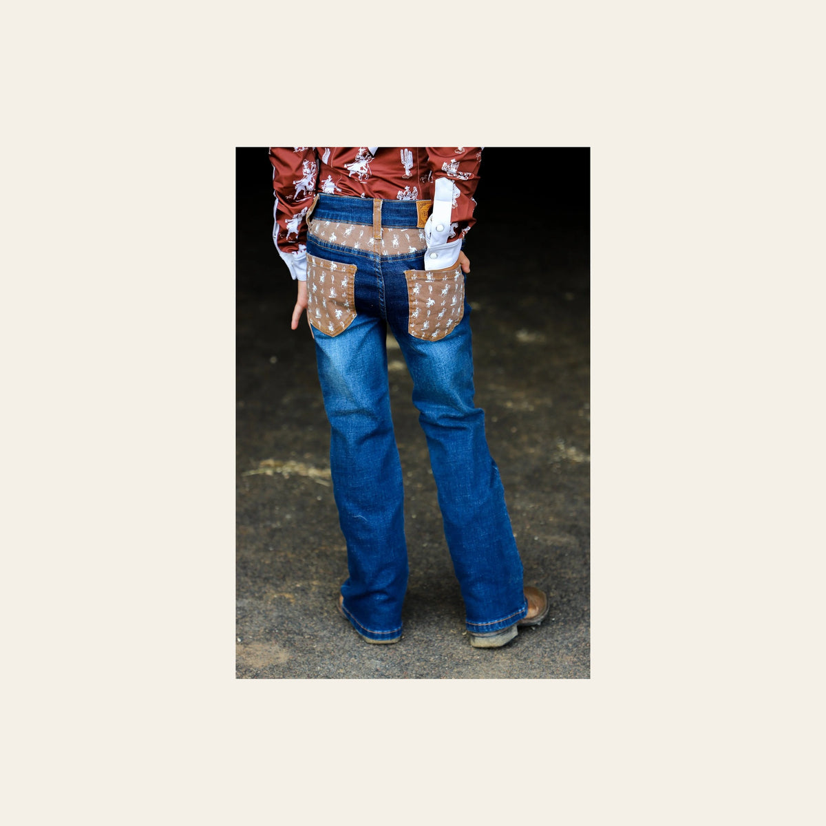 *youth* Buckaroo Bootcut Denim Jeans on a warm cream background