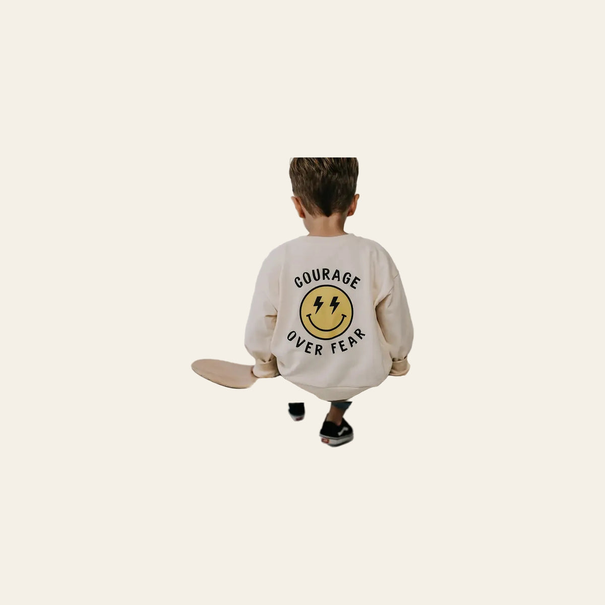 *youth* Courage Over Fear | Crewneck on a warm cream background