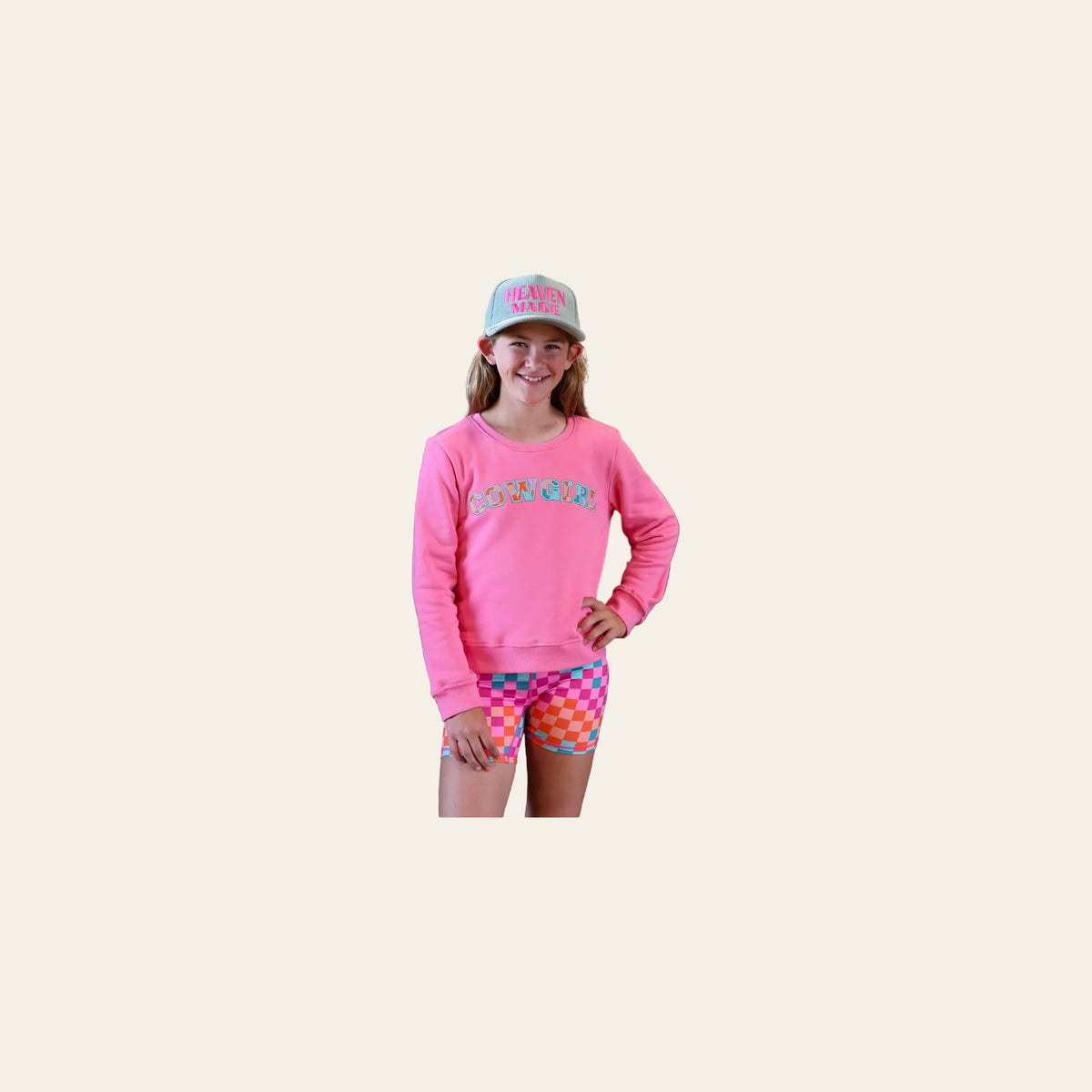 *youth* Diego | Cowgirl Crewneck on a warm cream background