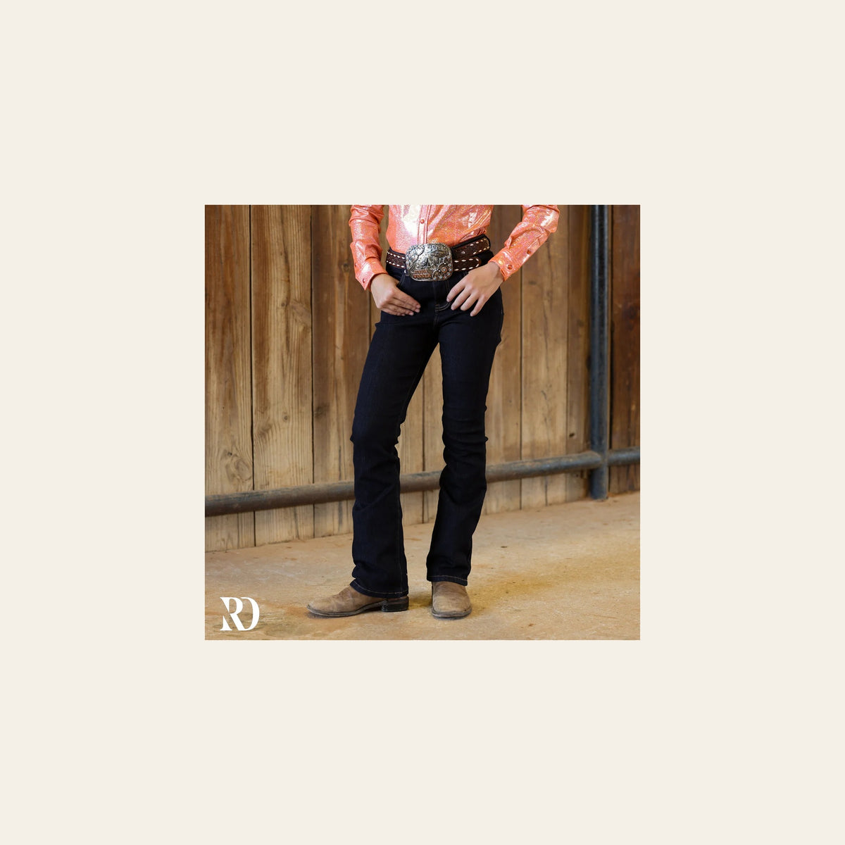 *youth* Howdy Bootcut - Dark Wash on a warm cream background