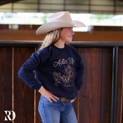 *youth* Actin' Up Cowgirl | Crewneck — view 2